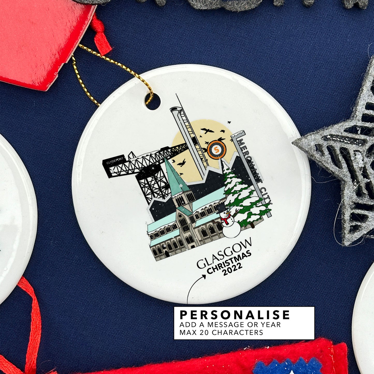 Glasgow Scotland Personalised Christmas Tree Ornament