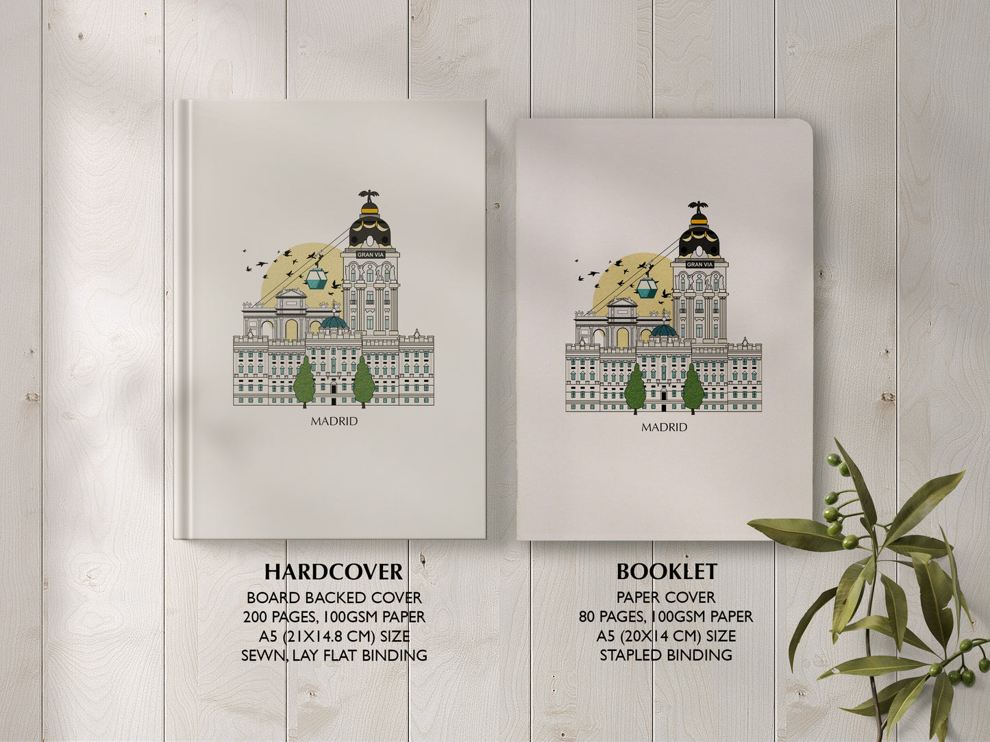 Madrid Personalised Illustrated Travel Journal/Notebook