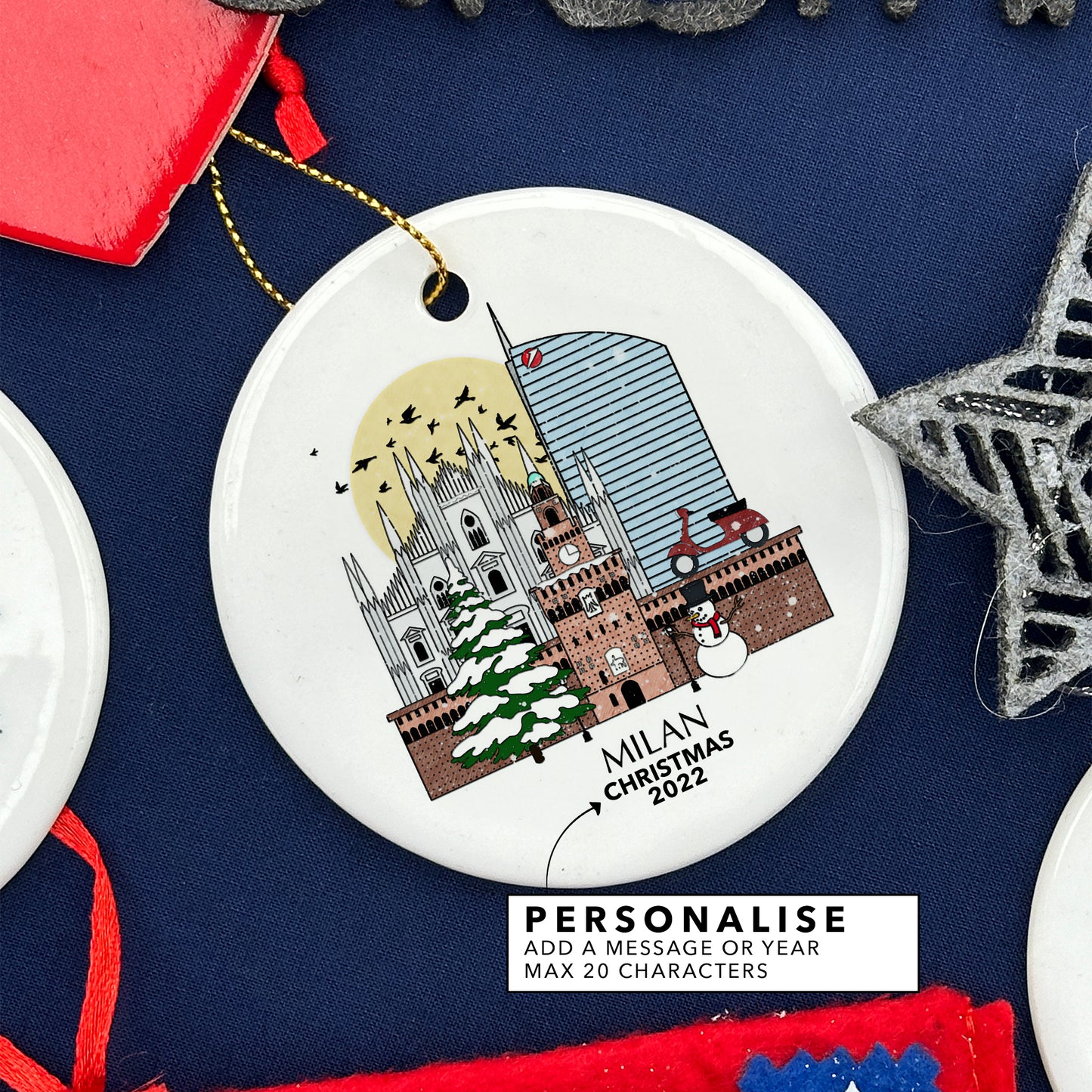 Milan Italy Personalised Christmas Tree Ornament