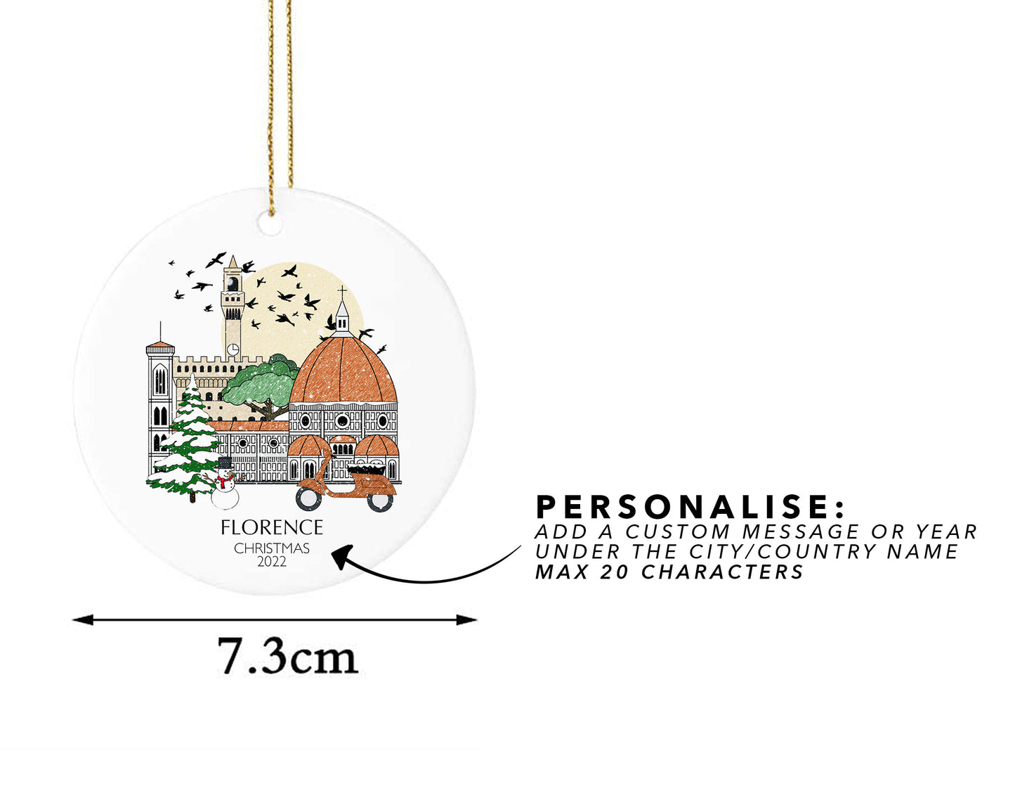 Florence Italy Personalised Christmas Tree Ornament