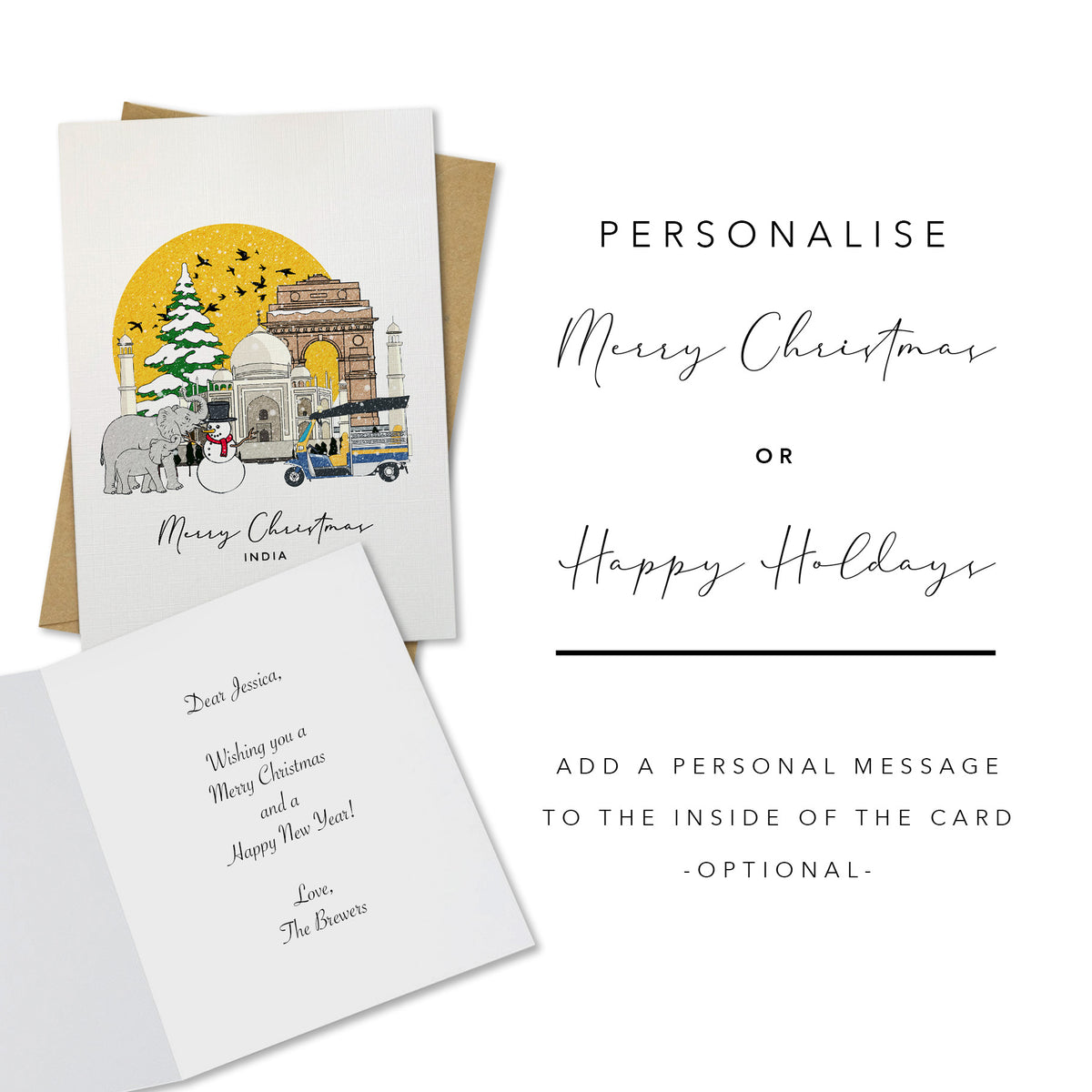 India Personalised Christmas/Holiday Greeting Card