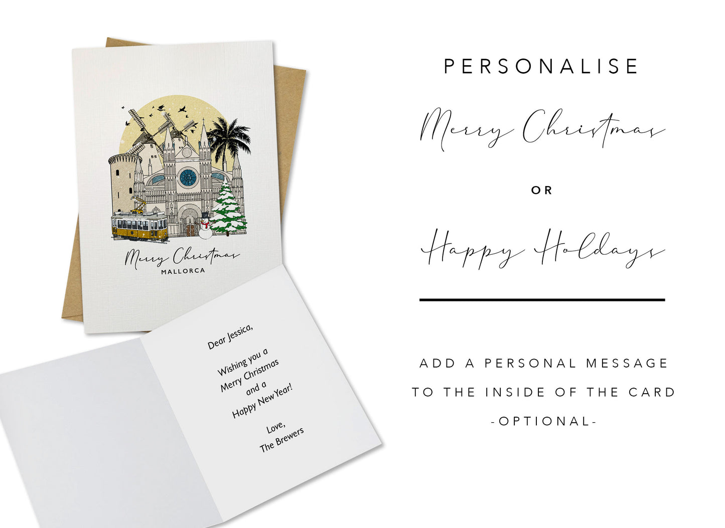Mallorca Personalised Christmas/Holiday Greeting Card