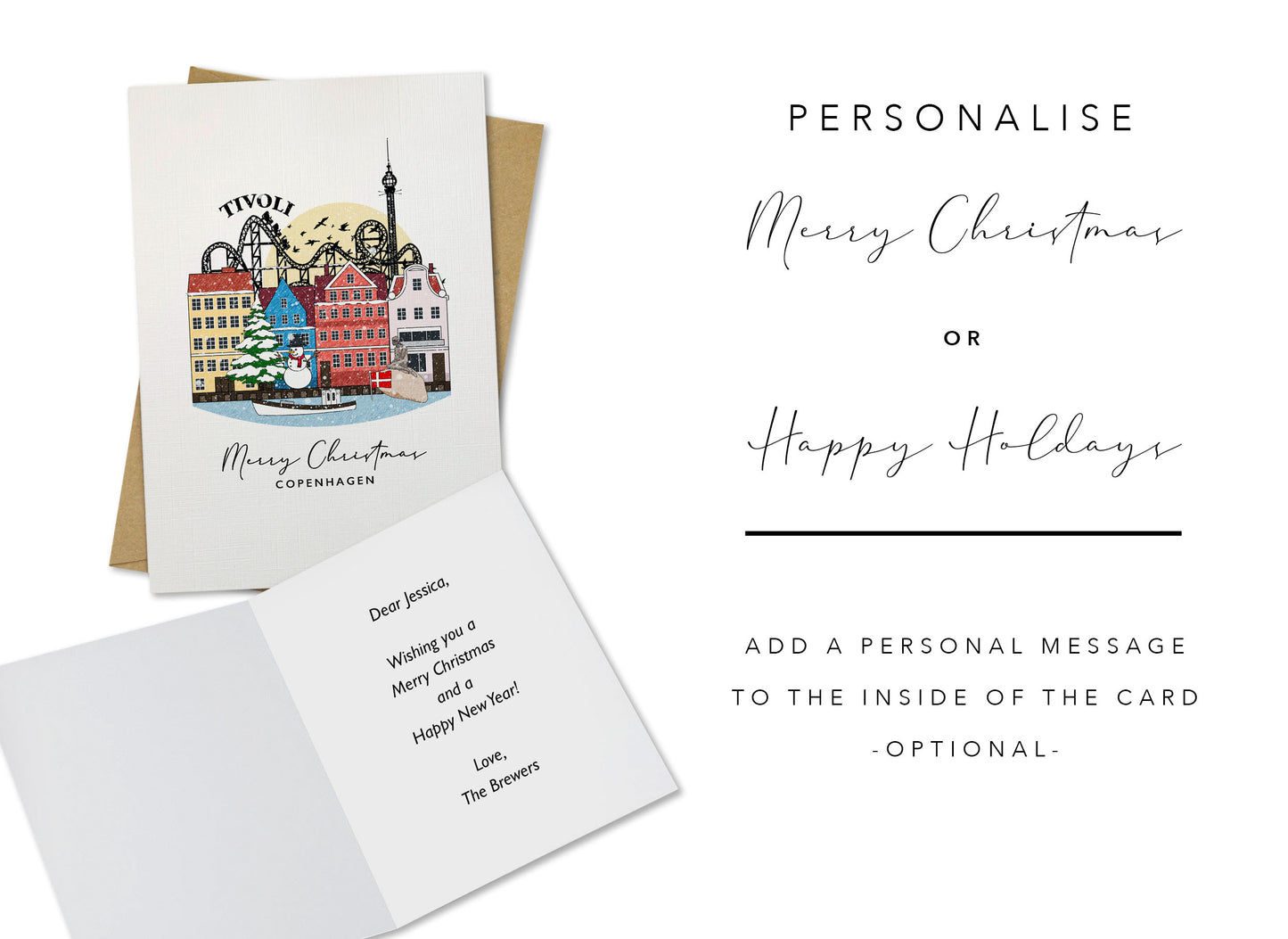 Copenhagen Personalised Christmas/Holiday Greeting Card
