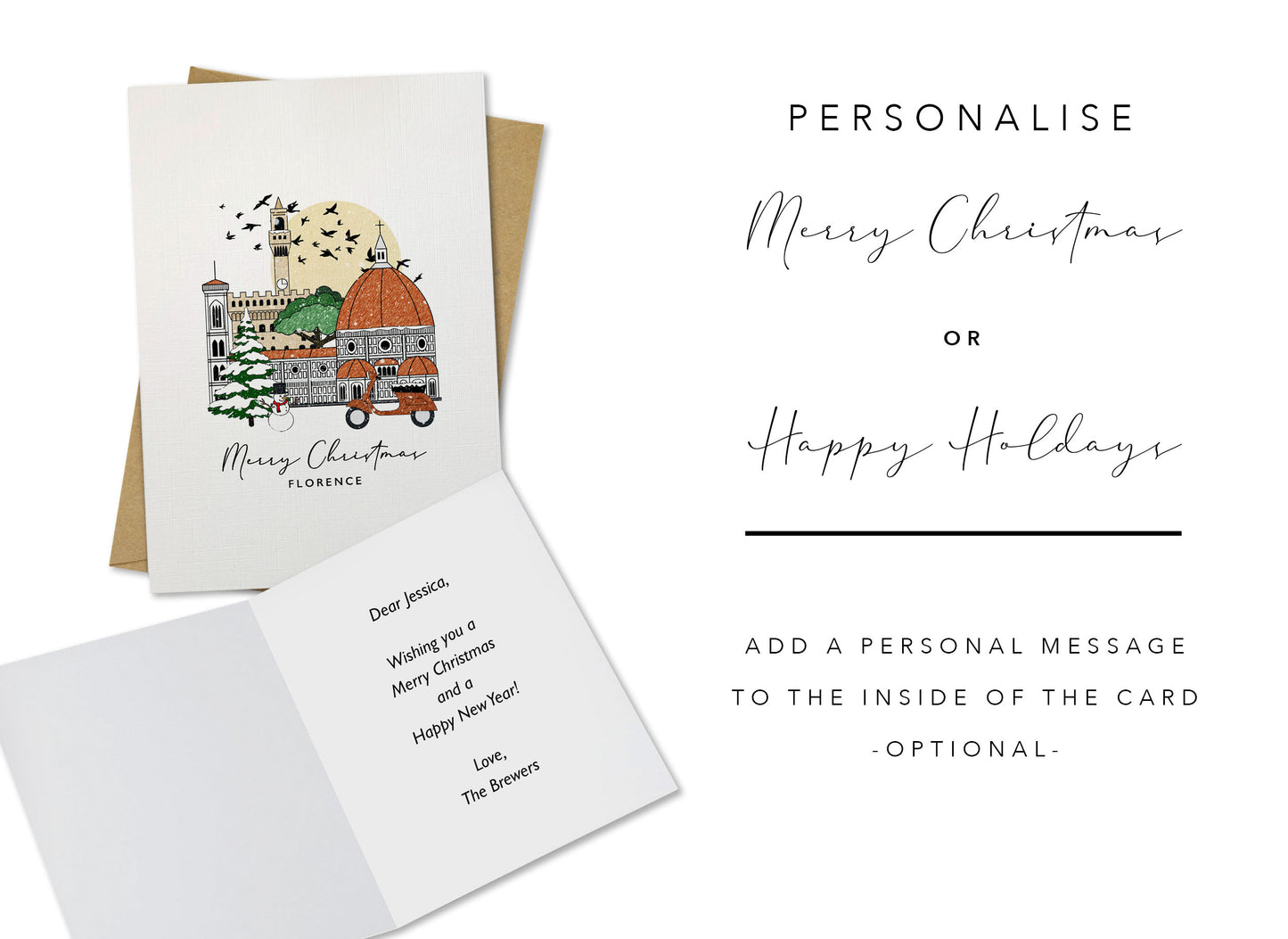 Florence Personalised Christmas/Holiday Greeting Card