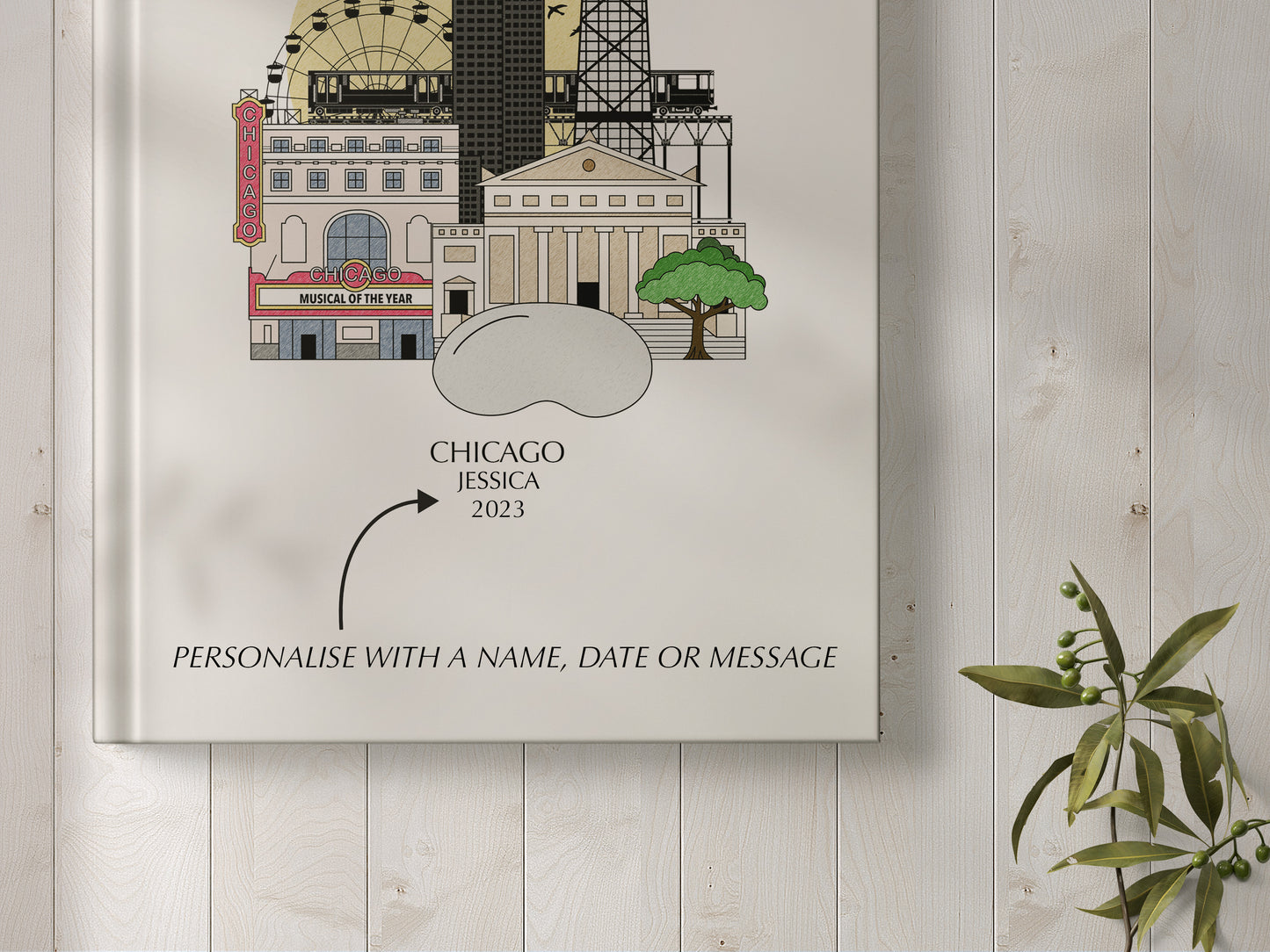 Chicago Personalised Illustrated Travel Journal/Notebook