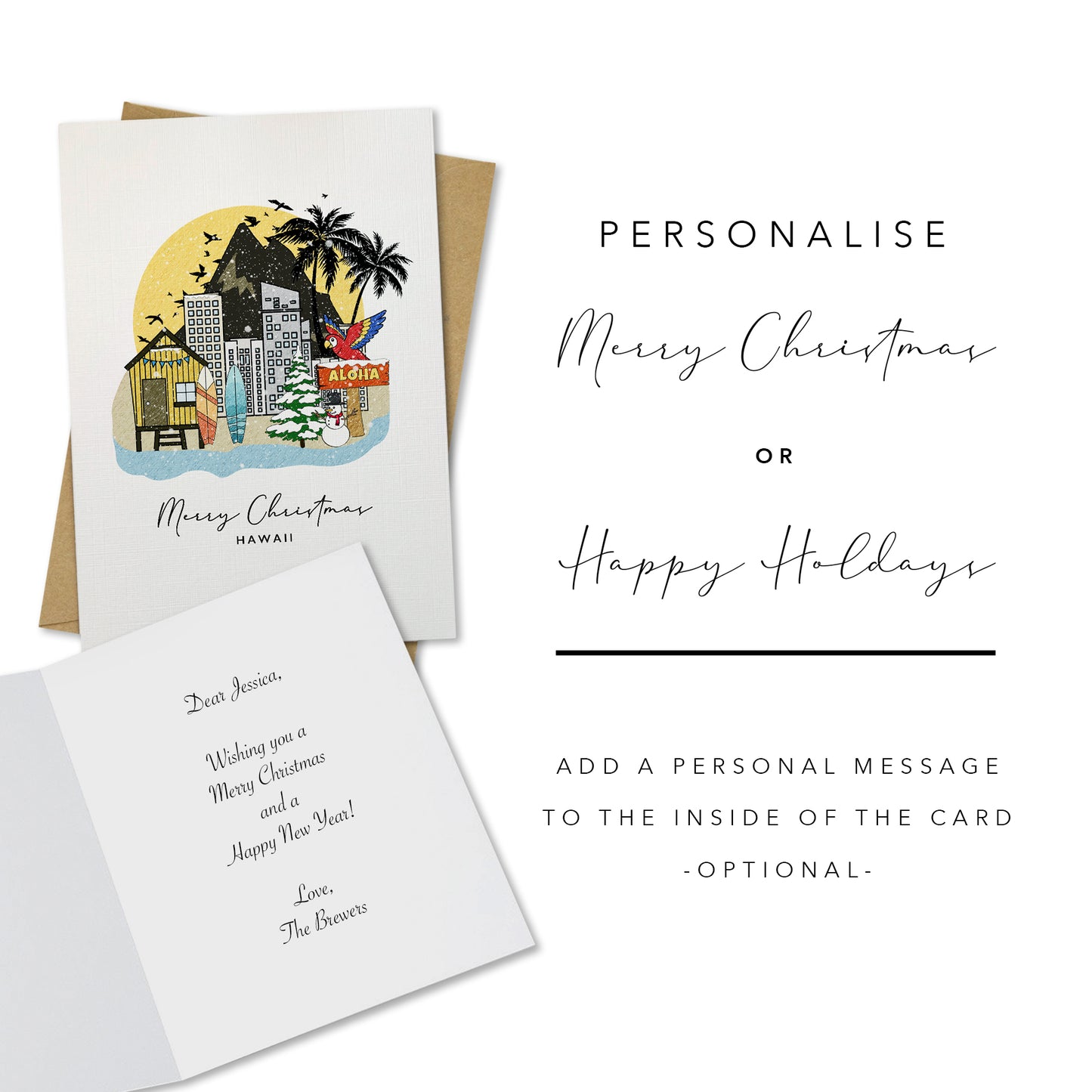 Hawaii Personalised Christmas/Holiday Greeting Card
