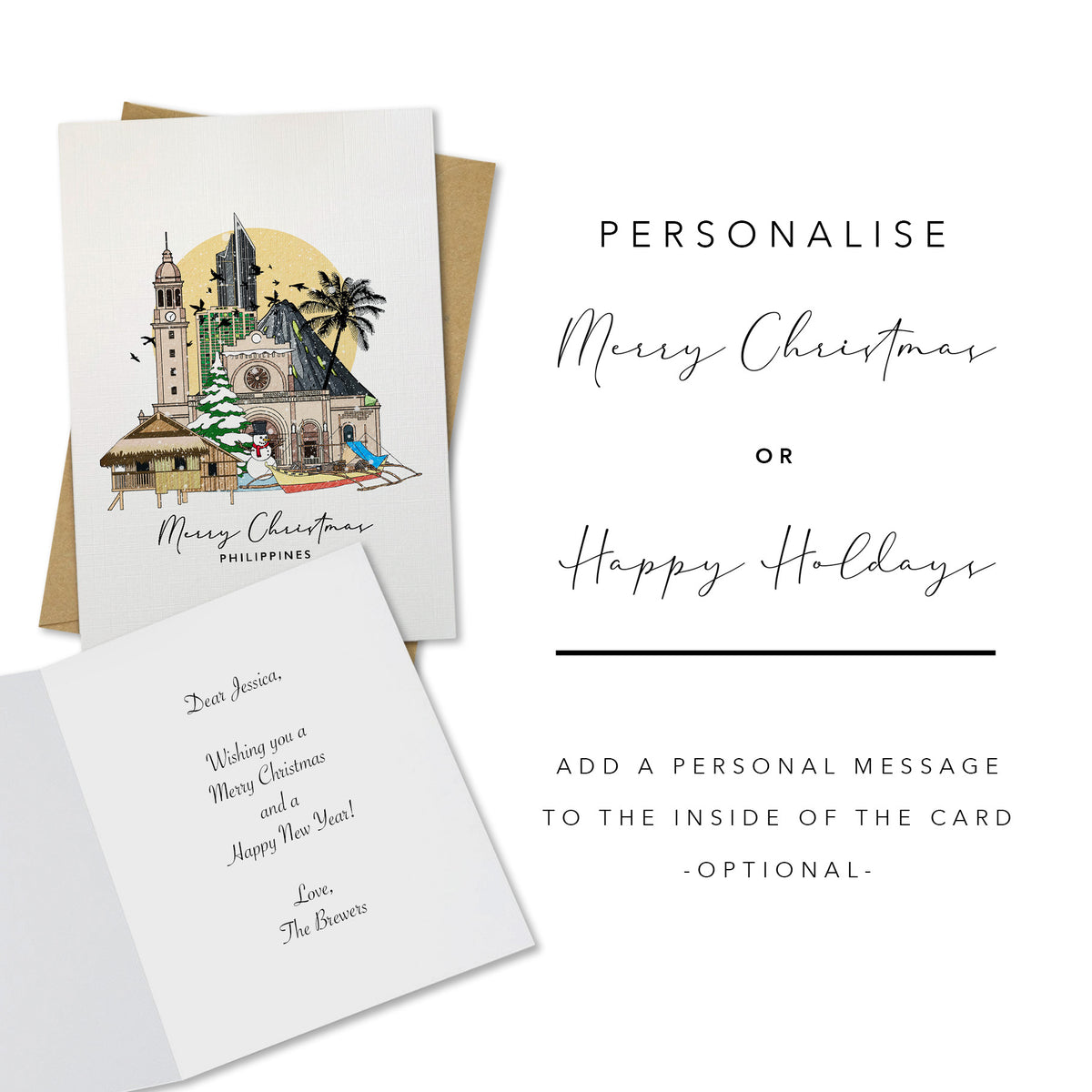 Philippines/Manila Personalised Christmas/Holiday Greeting Card