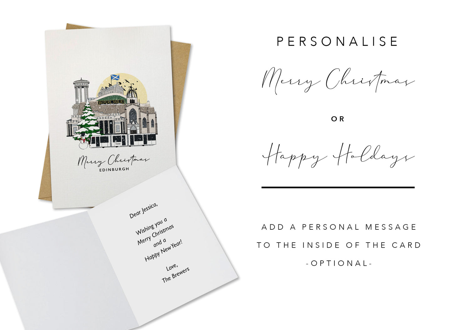 Edinburgh Personalised Christmas/Holiday Greeting Card