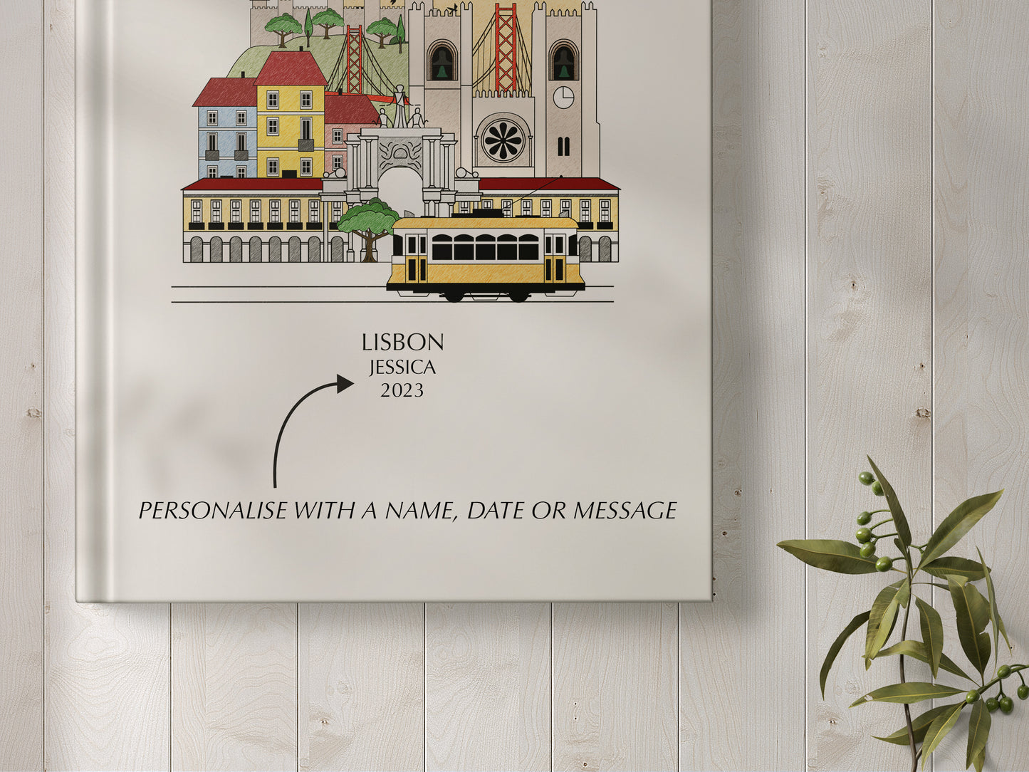 Lisbon Personalised Illustrated Travel Journal/Notebook