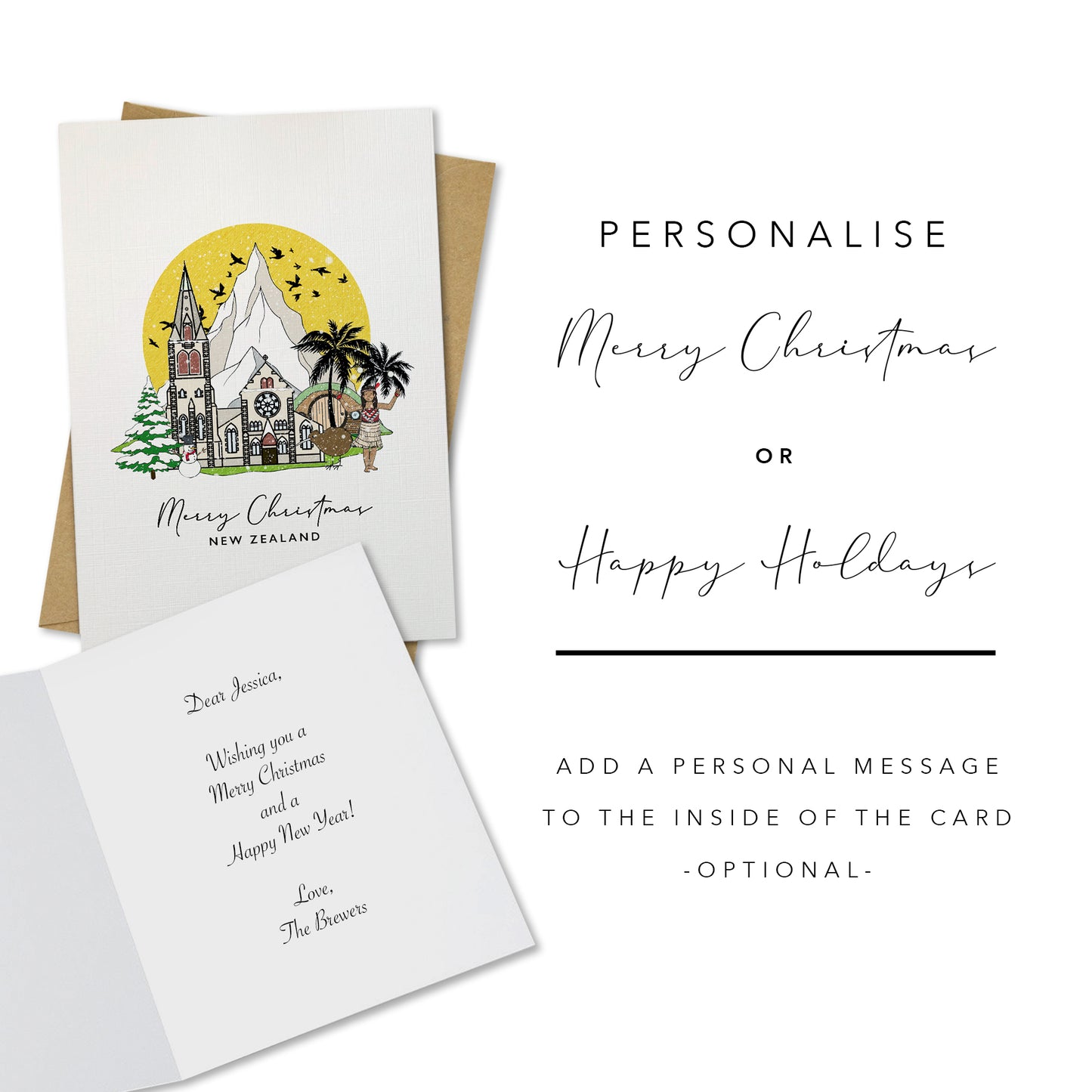 New Zealand Personalised Christmas/Holiday Greeting Card