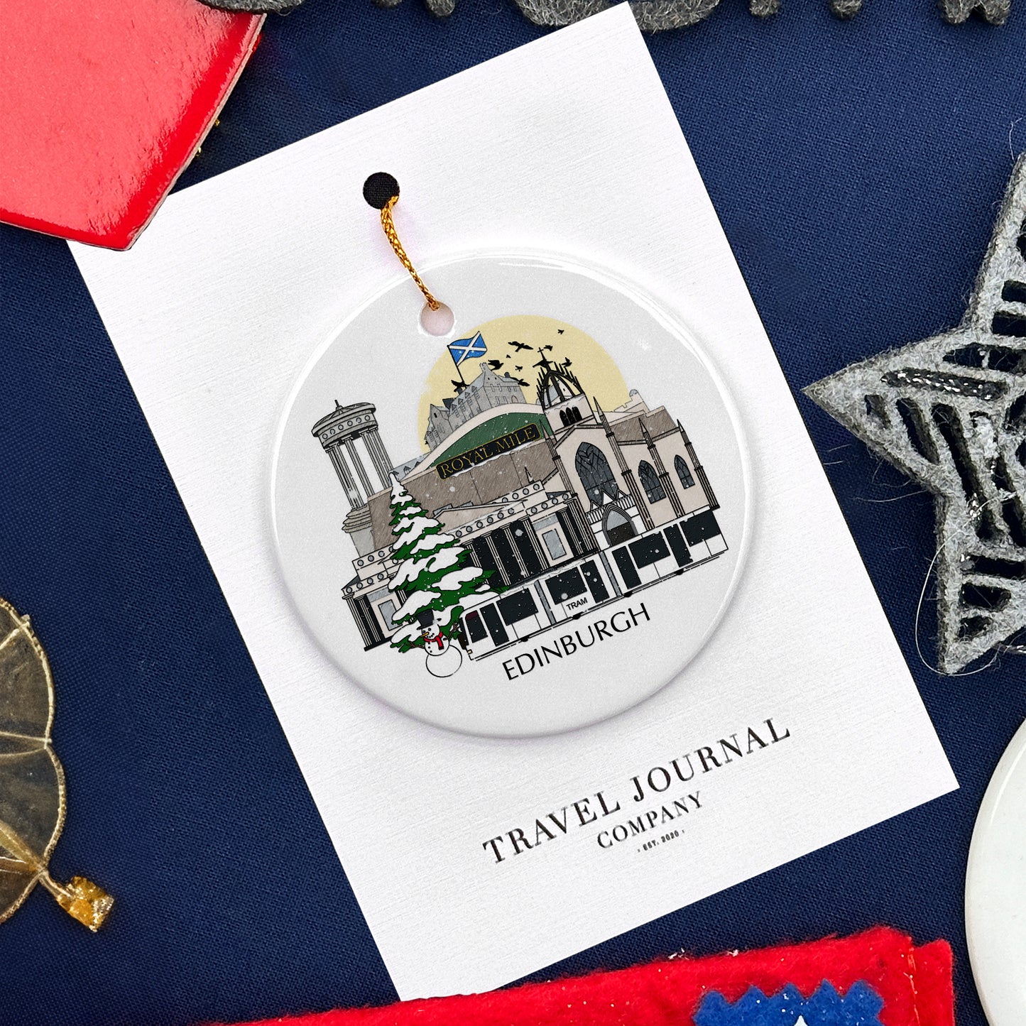 Edinburgh Scotland Personalised Christmas Tree Ornament