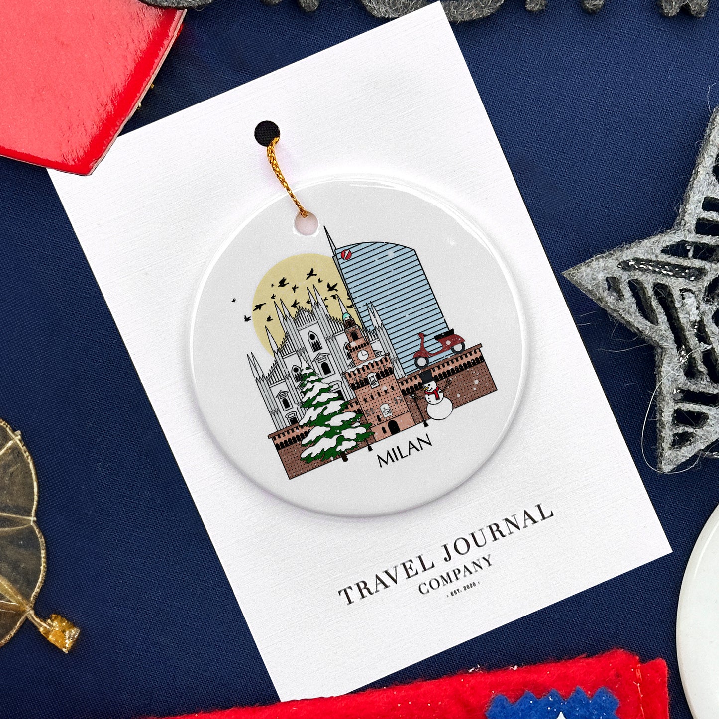 Milan Italy Personalised Christmas Tree Ornament