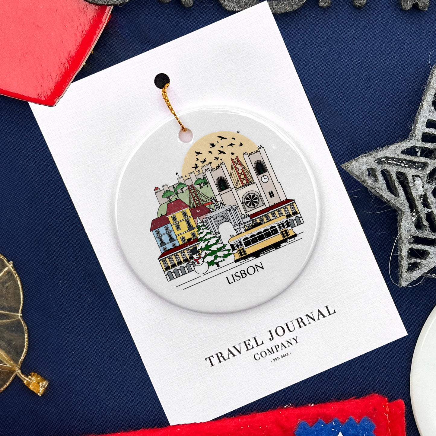 Lisbon, Portugal Personalised Christmas Tree Ornament