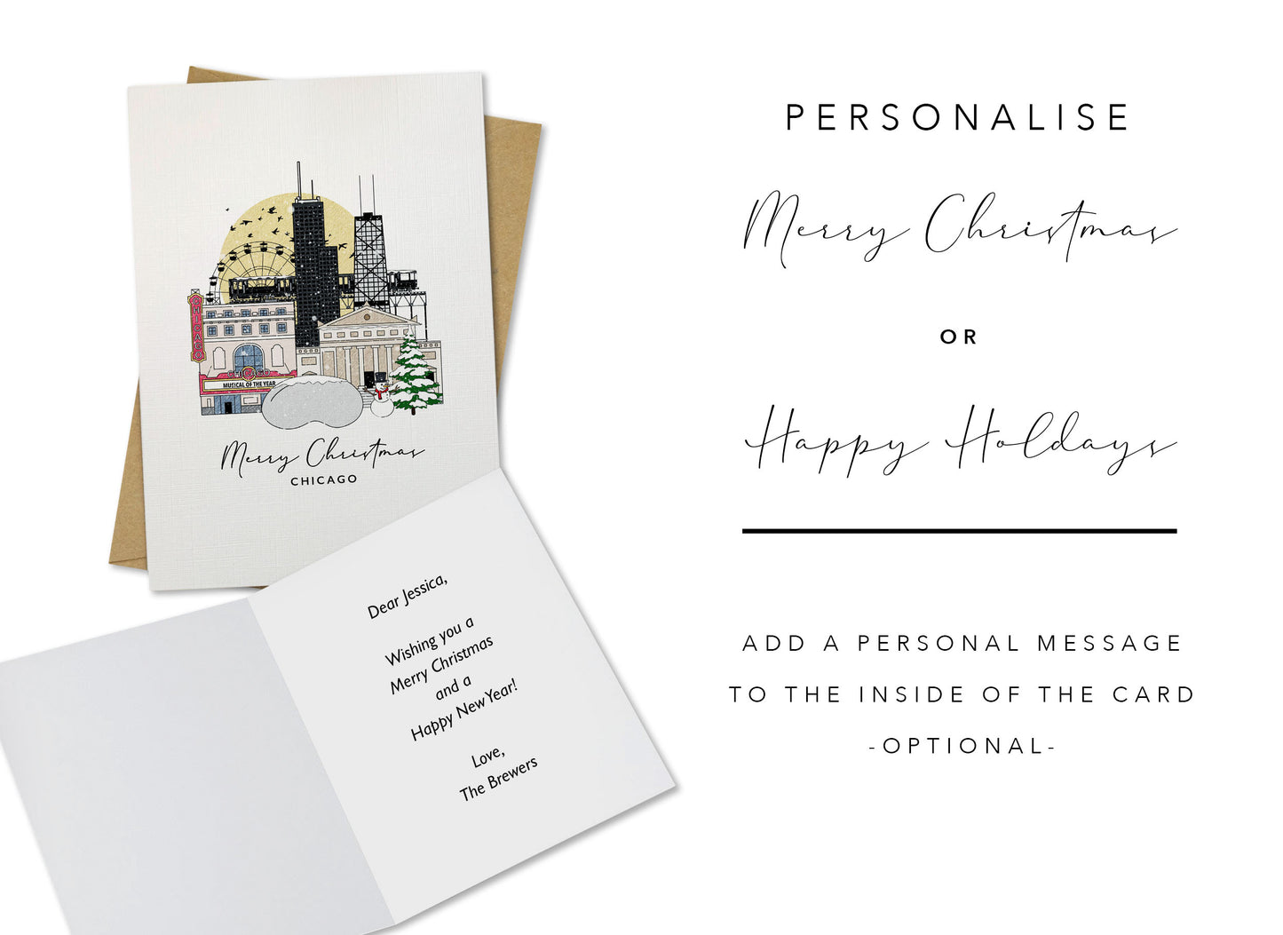 Chicago Personalised Christmas/Holiday Greeting Card