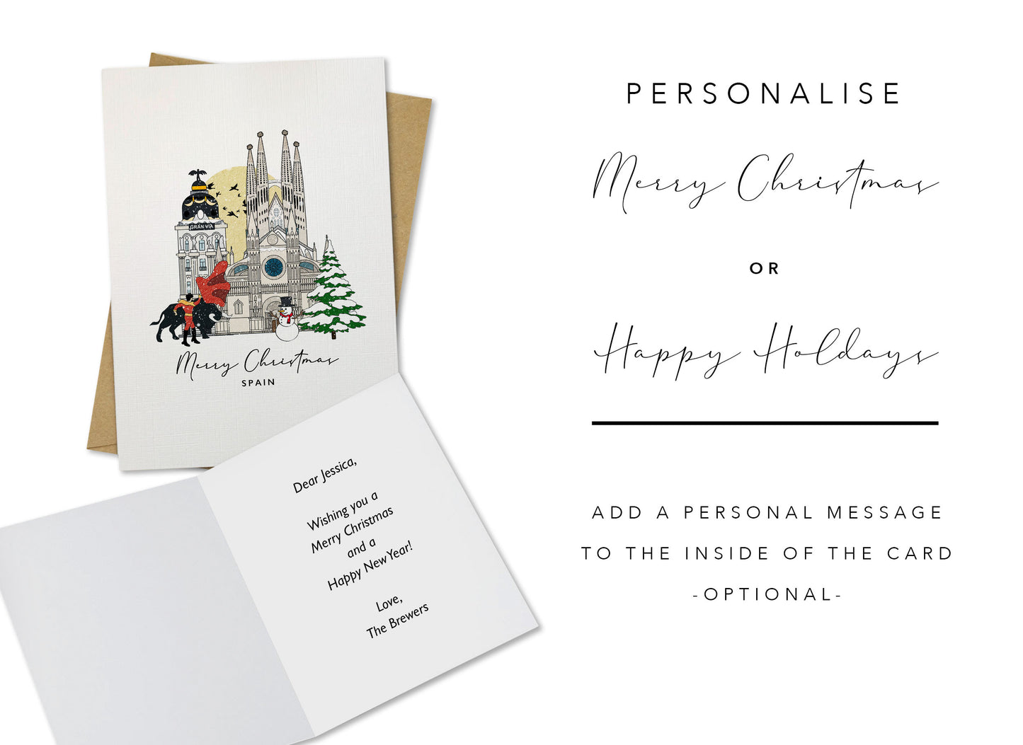 Spain Personalised Christmas/Holiday Greeting Card