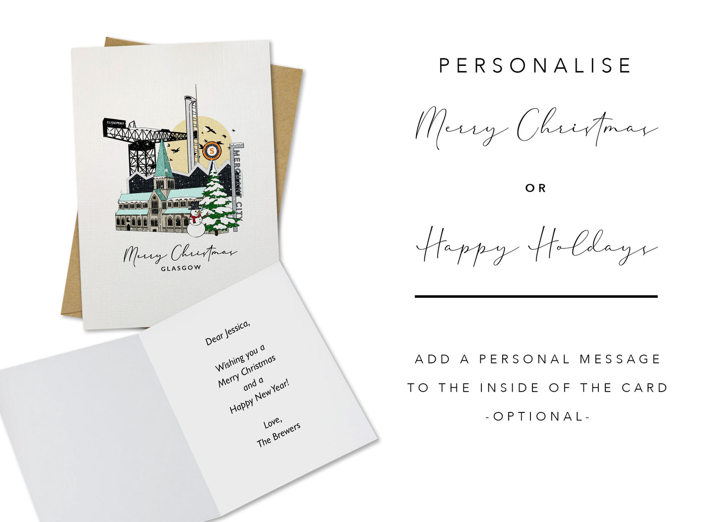 Glasgow Personalised Christmas/Holiday Greeting Card