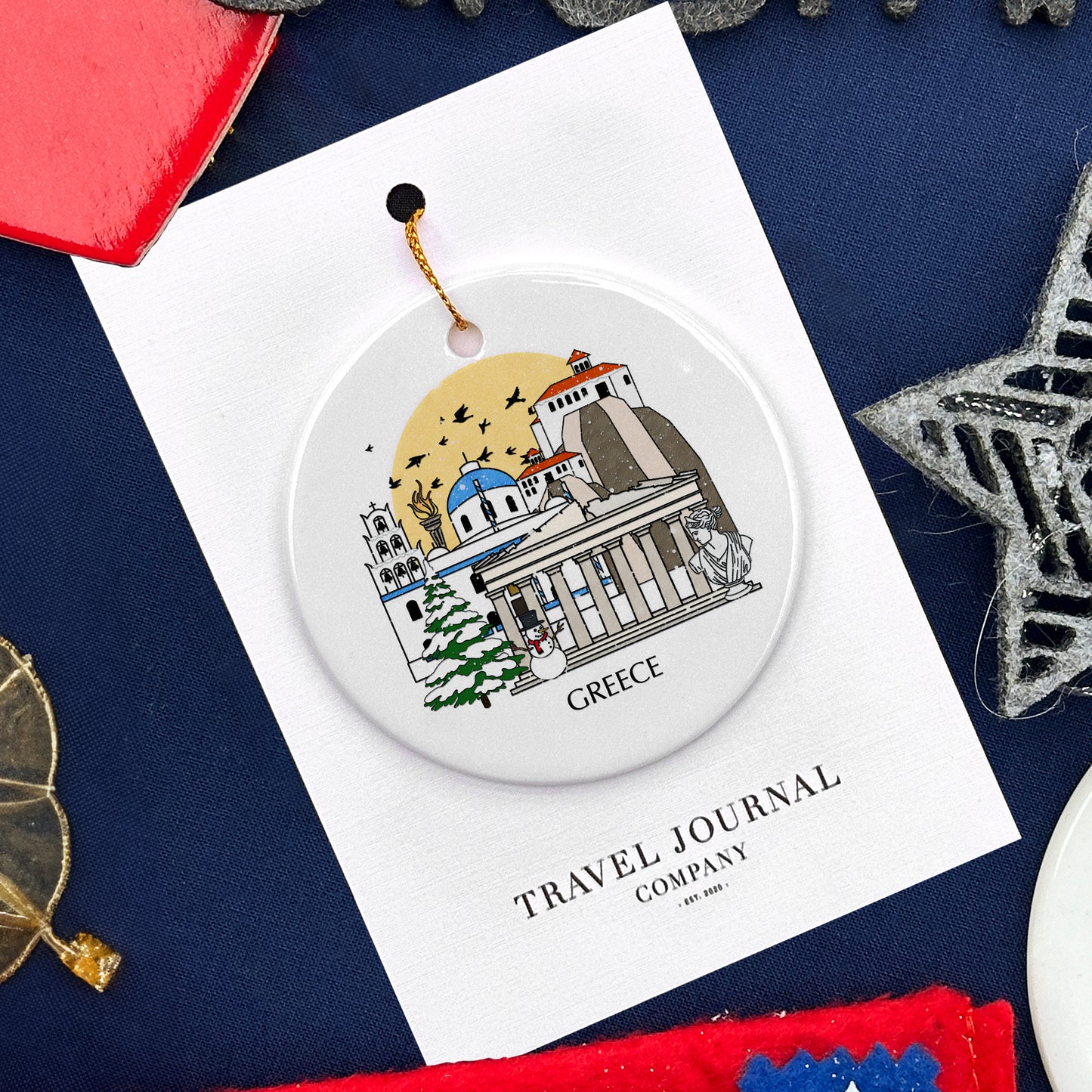Greece Personalised Christmas Tree Ornament