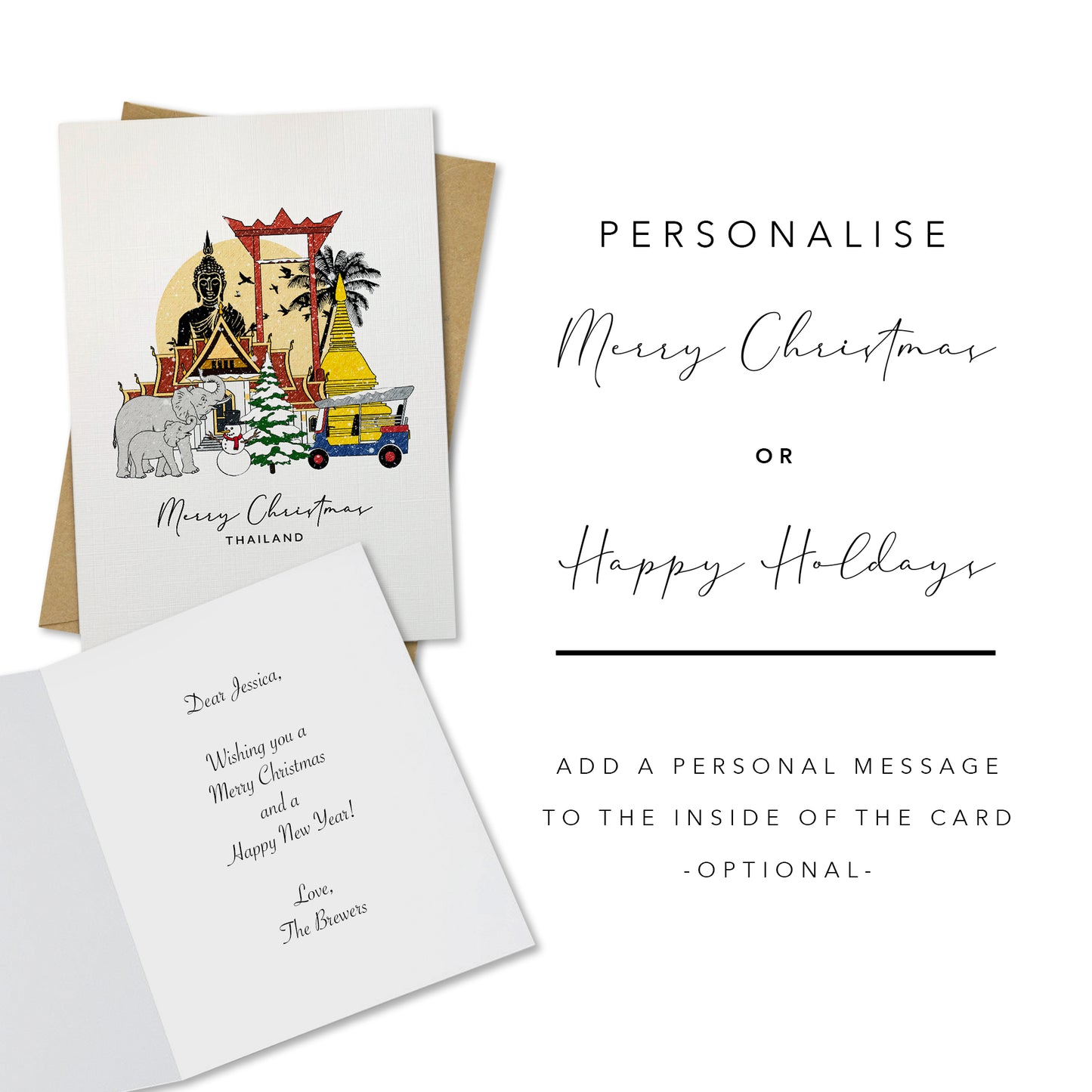 Thailand Personalised Christmas/Holiday Greeting Card