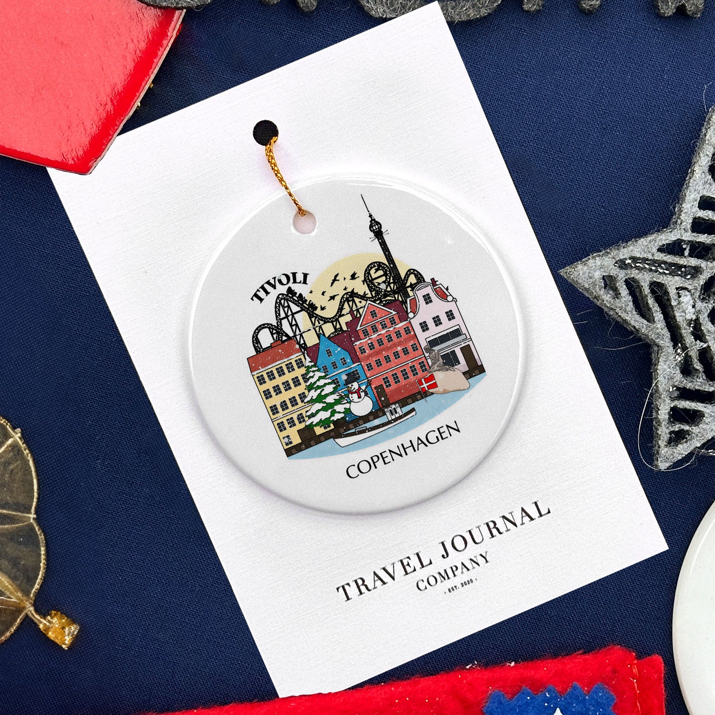 Copenhagen Denmark Personalised Christmas Tree Ornament