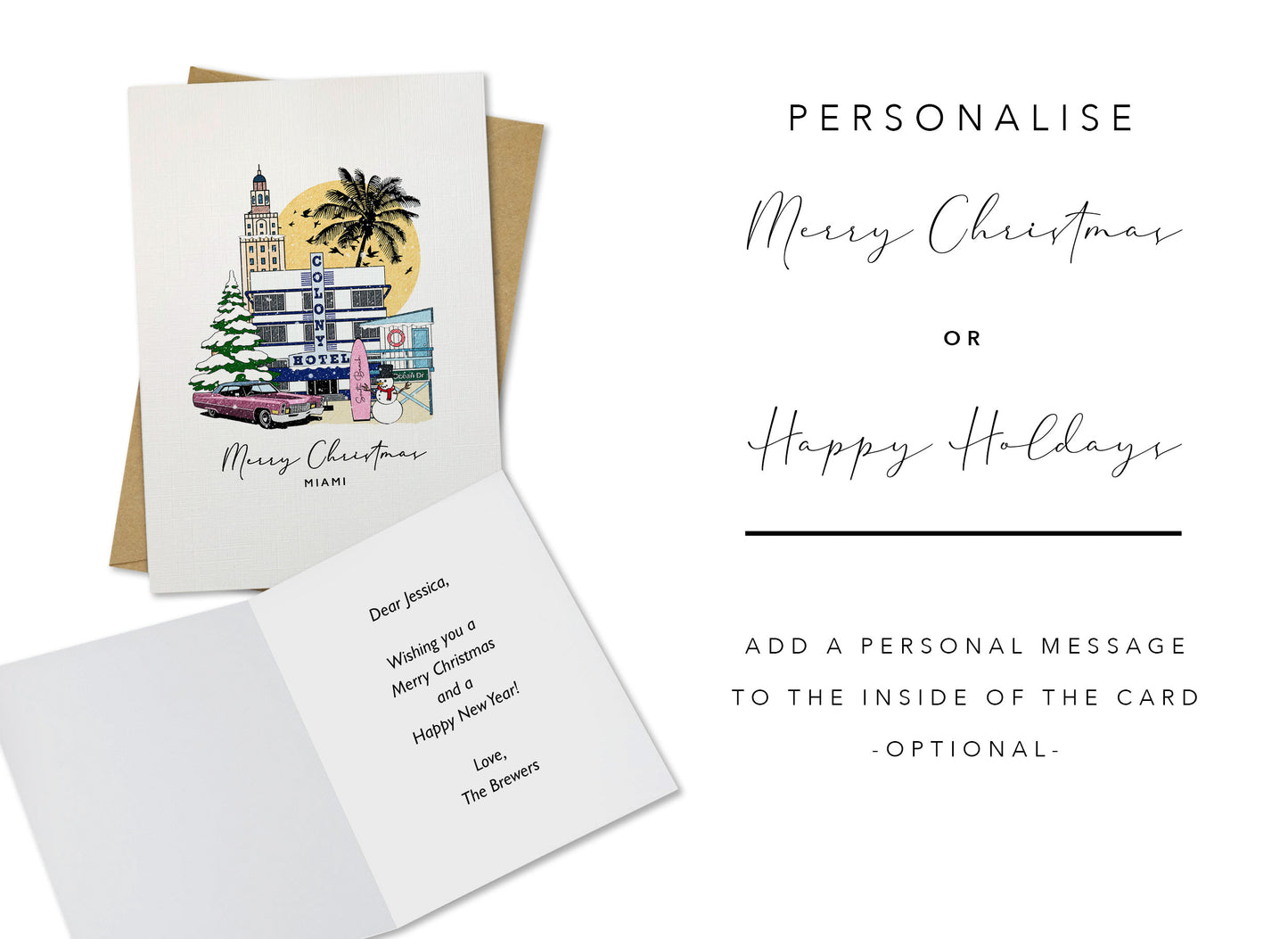 Miami Personalised Christmas/Holiday Greeting Card