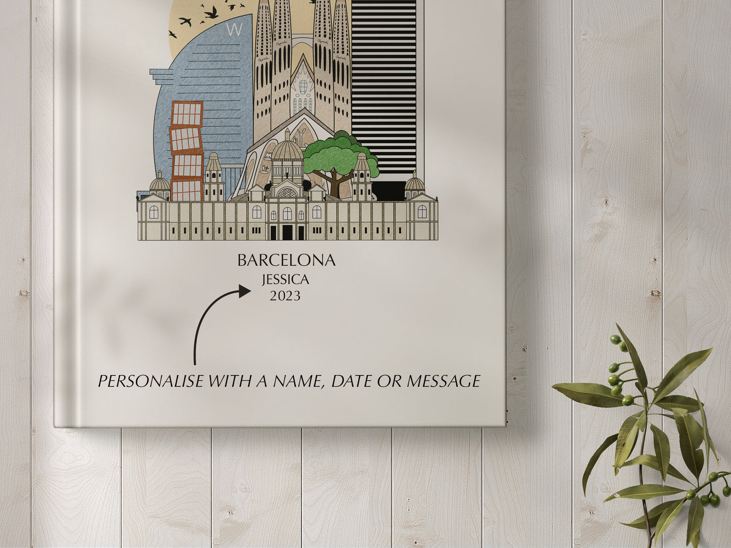 Barcelona Personalised Illustrated Travel Journal/Notebook