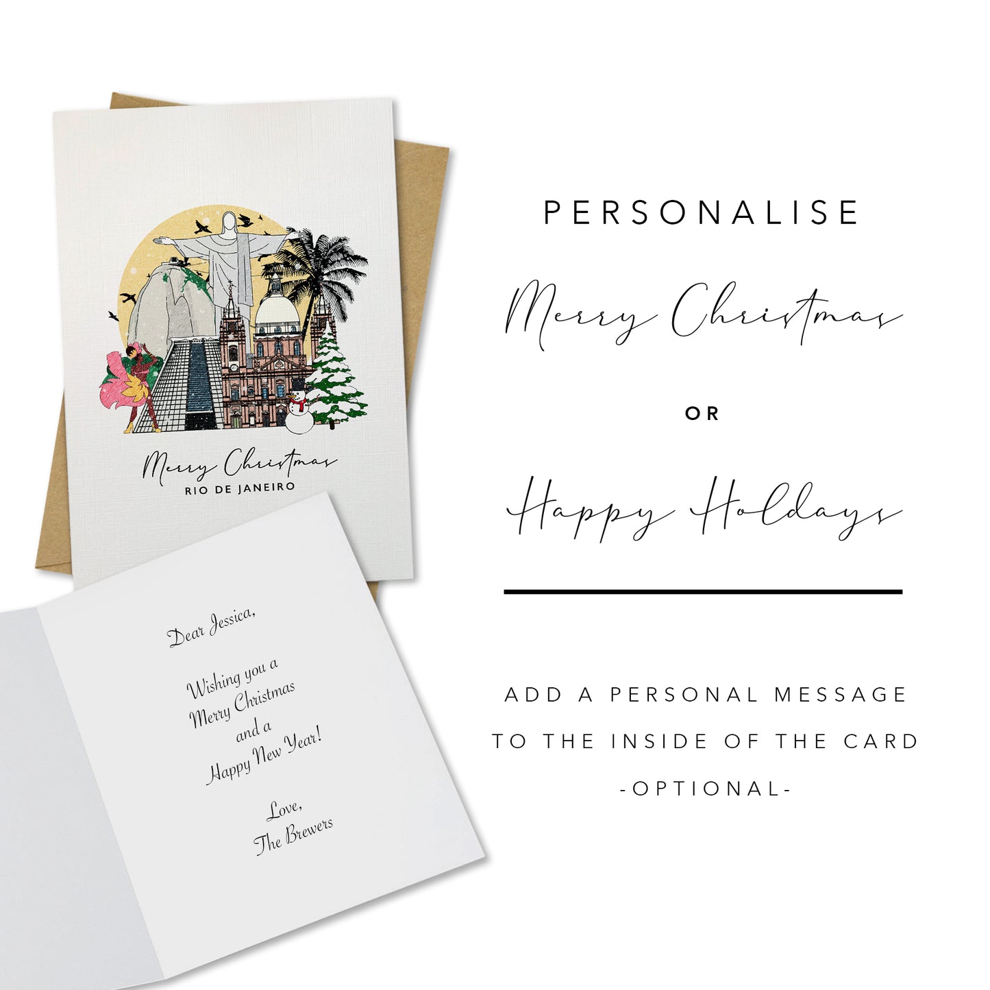 Rio de Janerio Brazil Personalised Christmas/Holiday Greeting Card