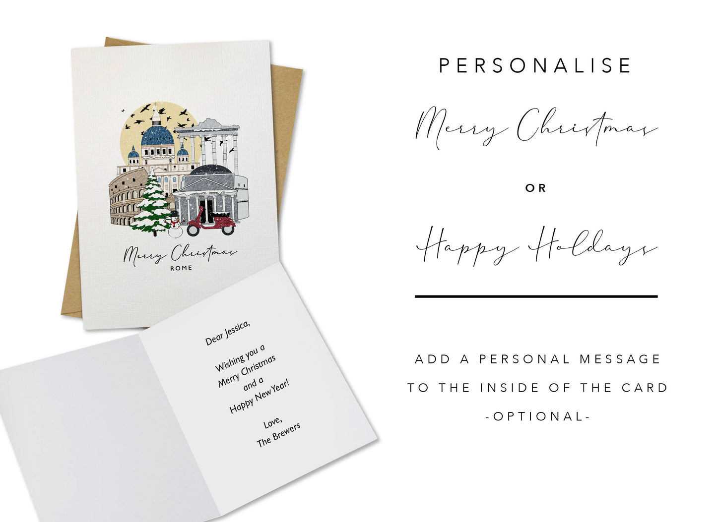 Rome Personalised Christmas/Holiday Greeting Card