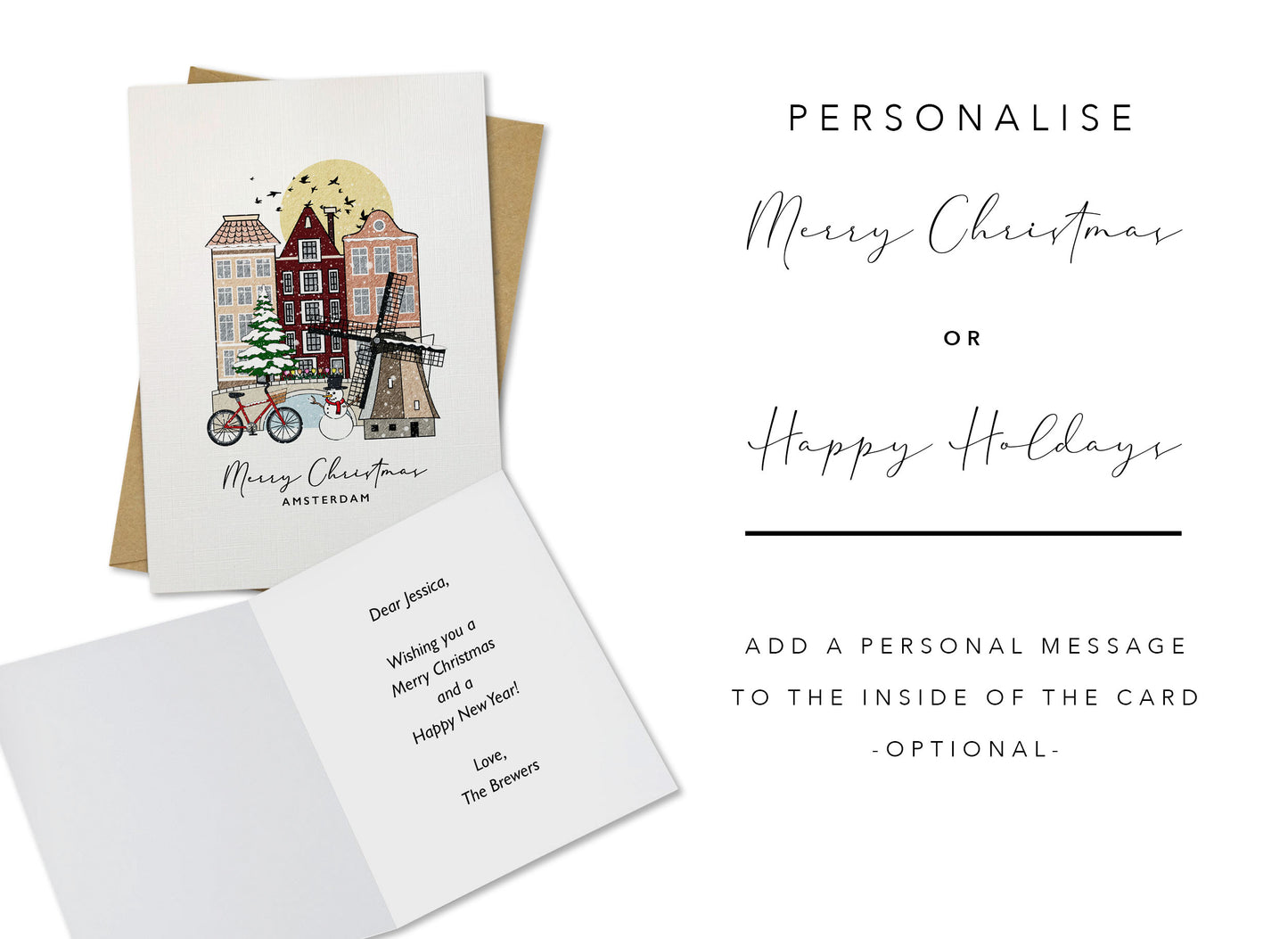Amsterdam Personalised Christmas/Holiday Greeting Card