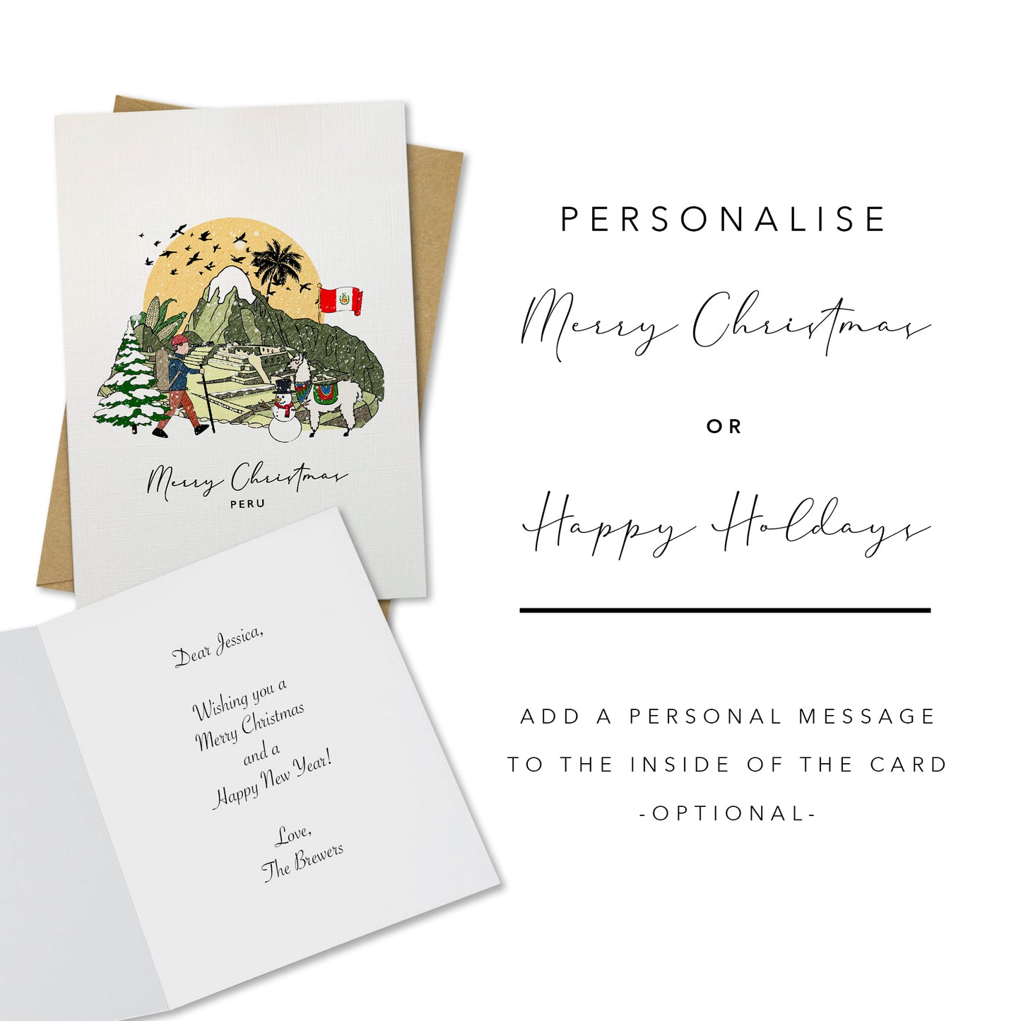 Peru Personalised Christmas/Holiday Greeting Card