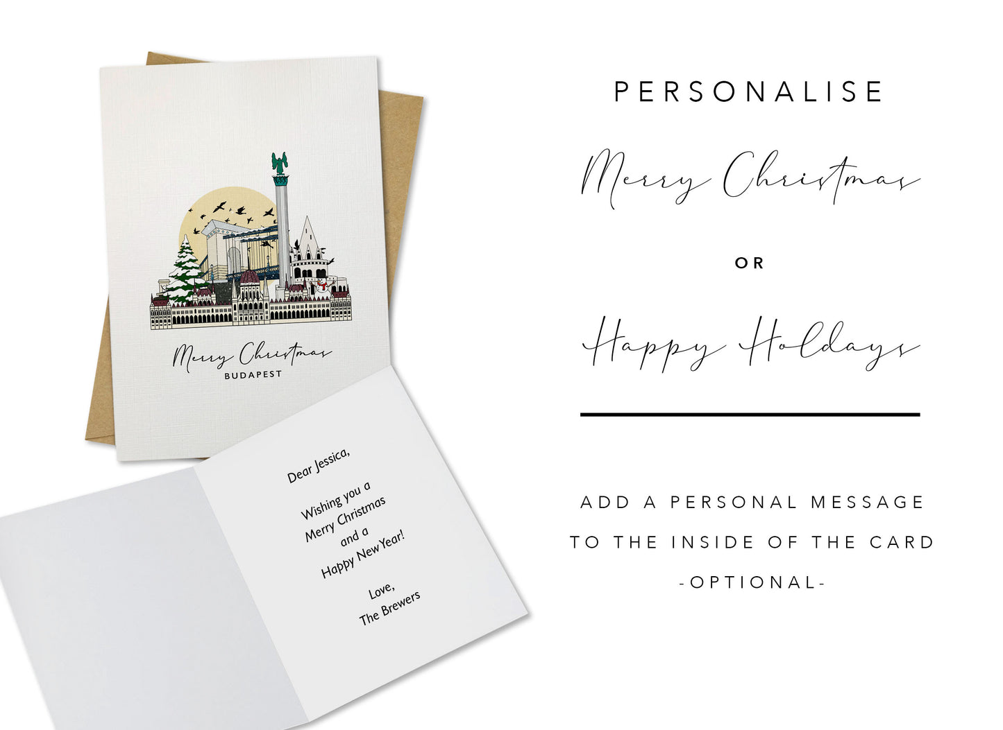 Budapest Personalised Christmas/Holiday Greeting Card