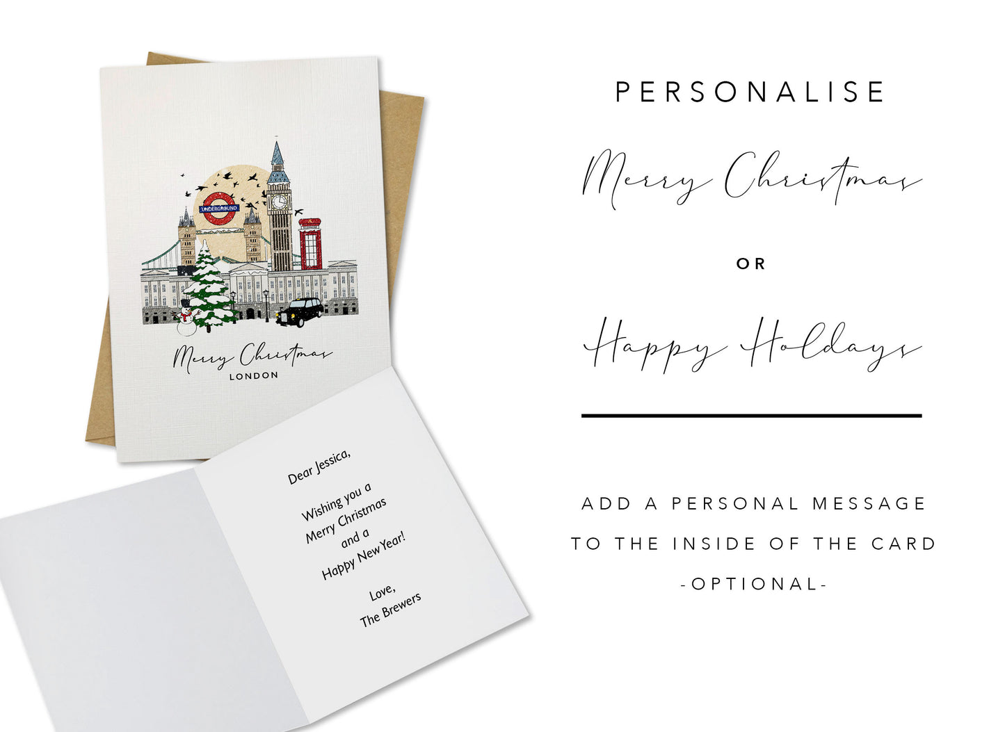 London Personalised Christmas/Holiday Greeting Card