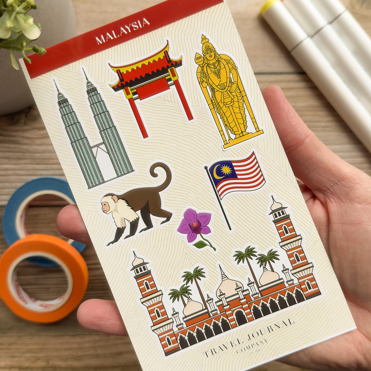 Malaysia, Kuala Lumpur Sticker Sheet | Scrapbooking, Planner, Journal Sticker