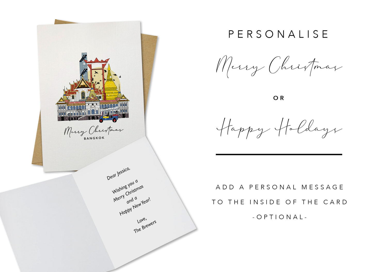 Bangkok Personalised Christmas/Holiday Greeting Card