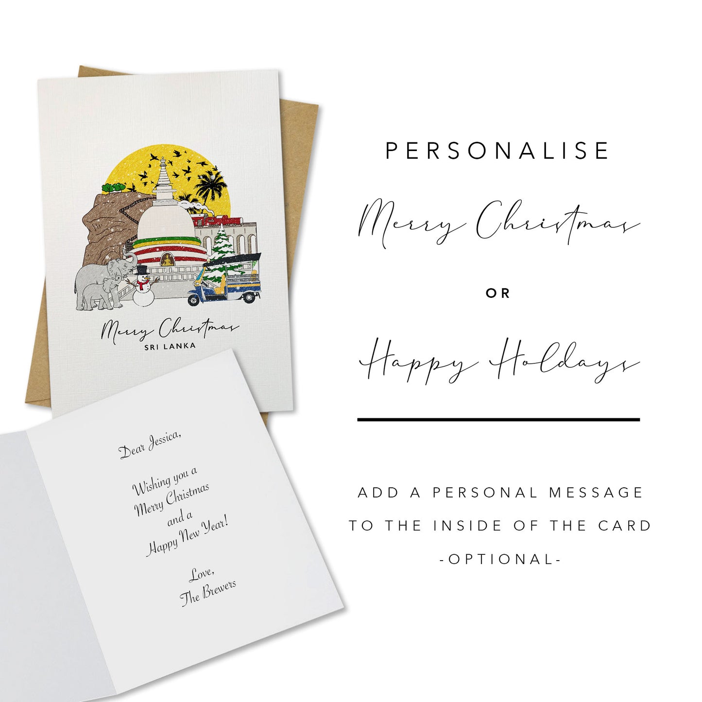 Sri Lanka Personalised Christmas/Holiday Greeting Card