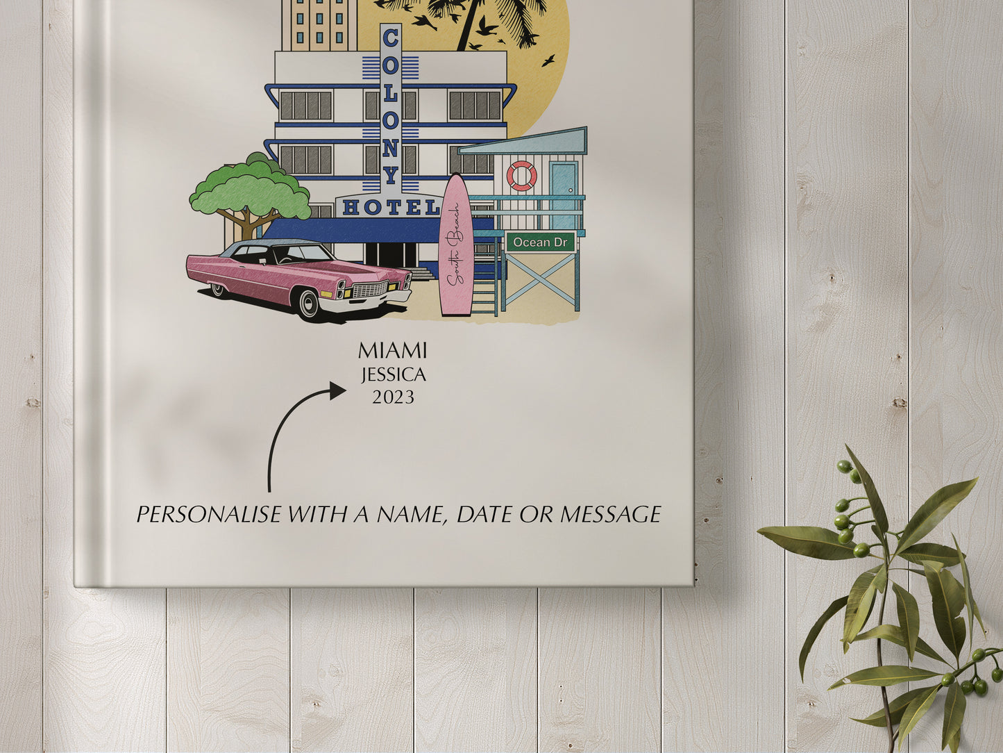 Miami Personalised Illustrated Travel Journal/Notebook