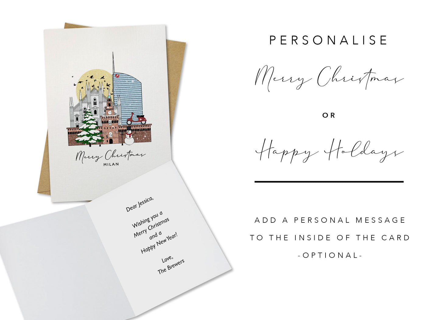 Milan Personalised Christmas/Holiday Greeting Card