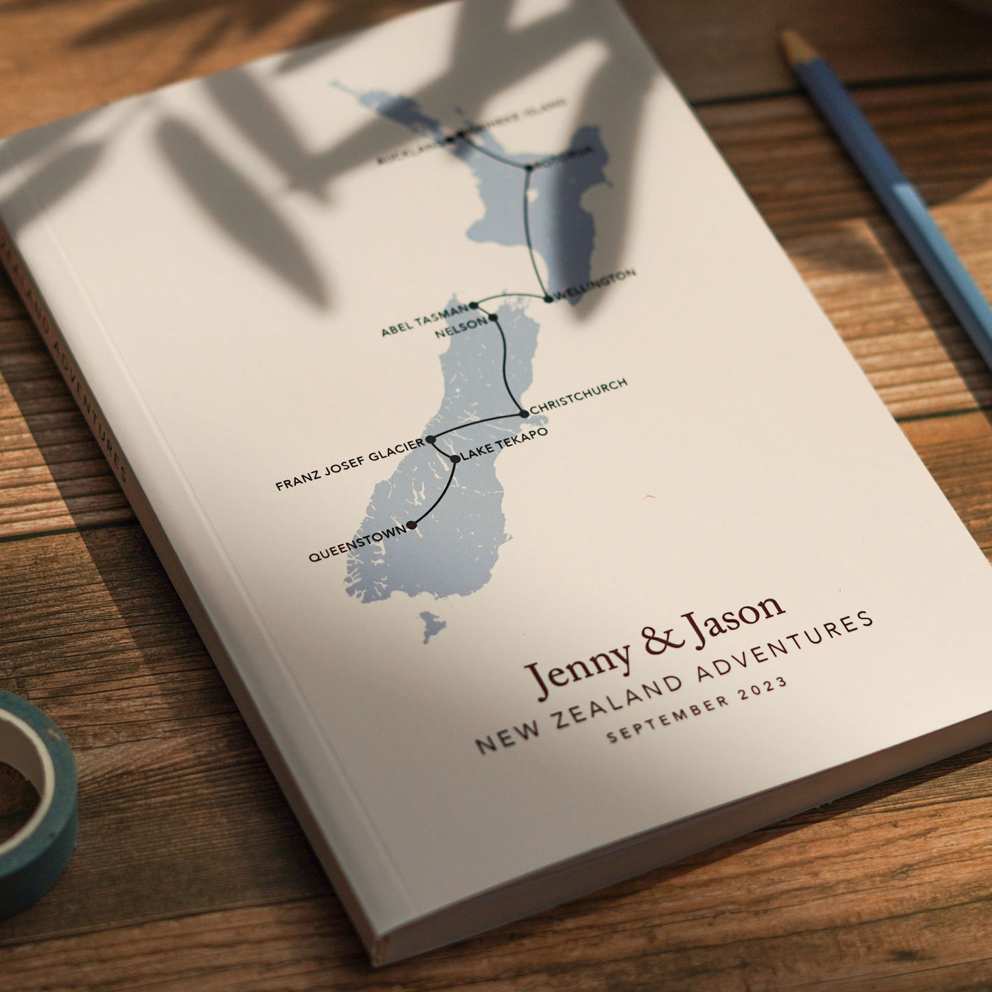 Custom Map New Zealand Personalised Travel Journal
