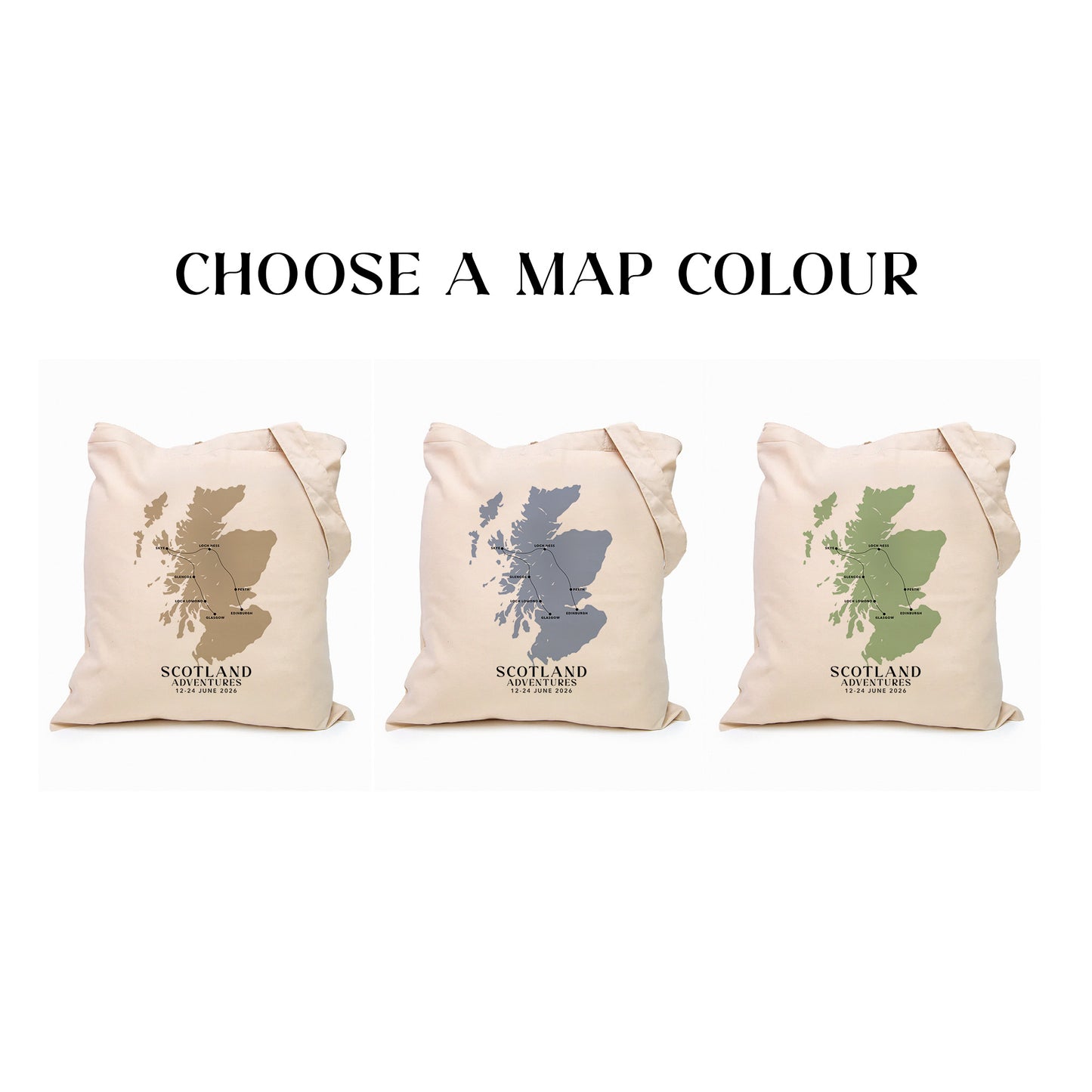 Scotland Personalized Map Tote Bag | Travel Agents, Group Tours, School Trips