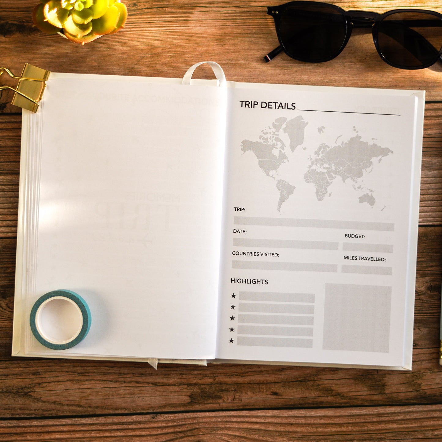 World Map Personalised Travel Journal