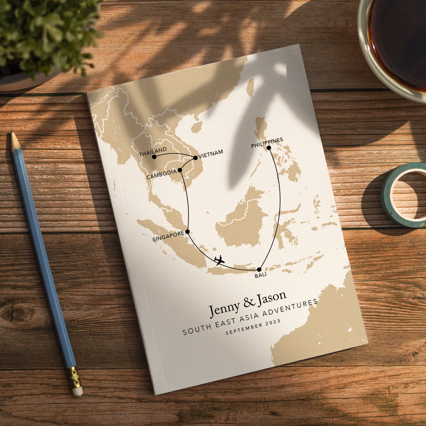 Custom Map World Personalised Travel Journal