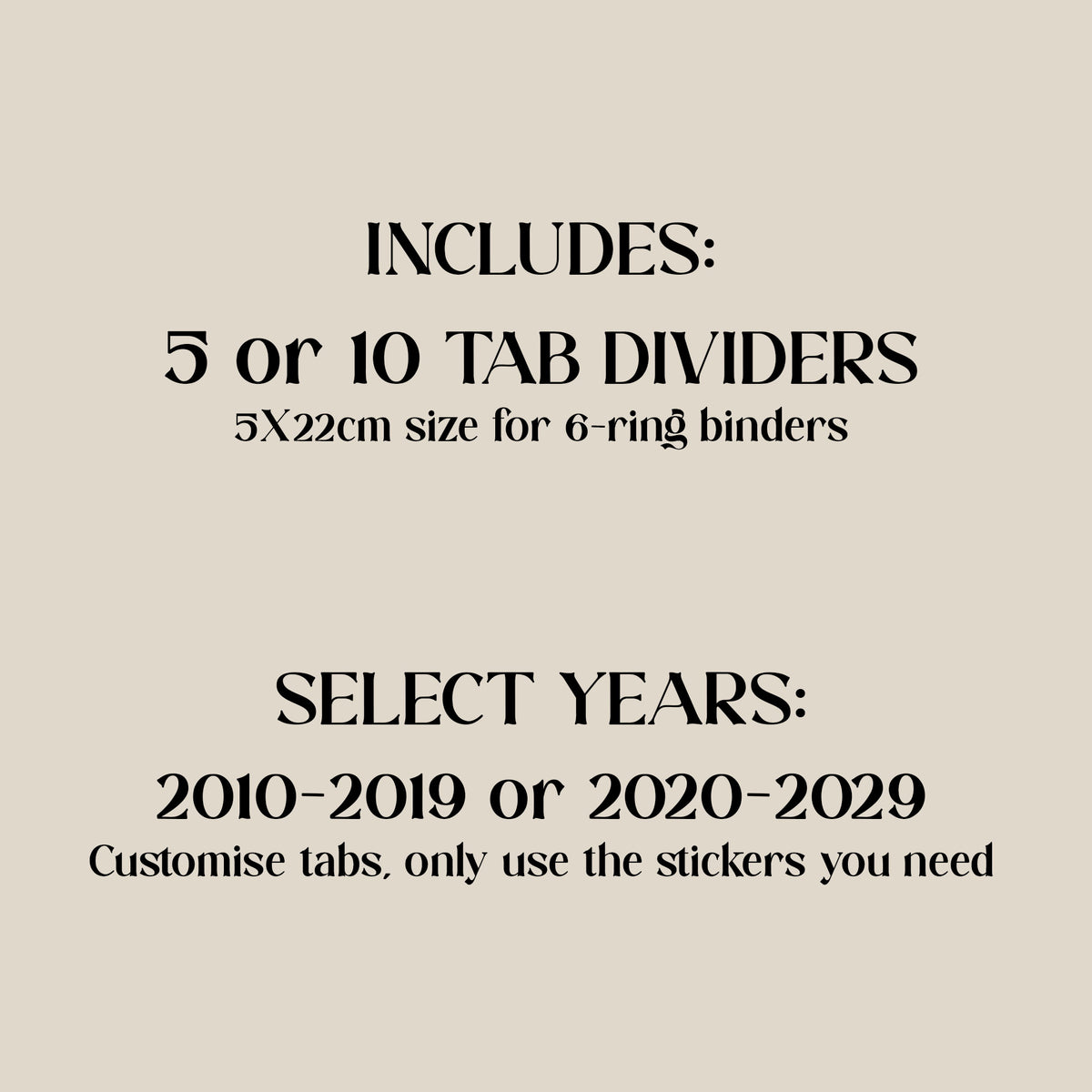 Customisable A5 Tab Dividers - Travel Journal Binder, Planner, Organiser Insert