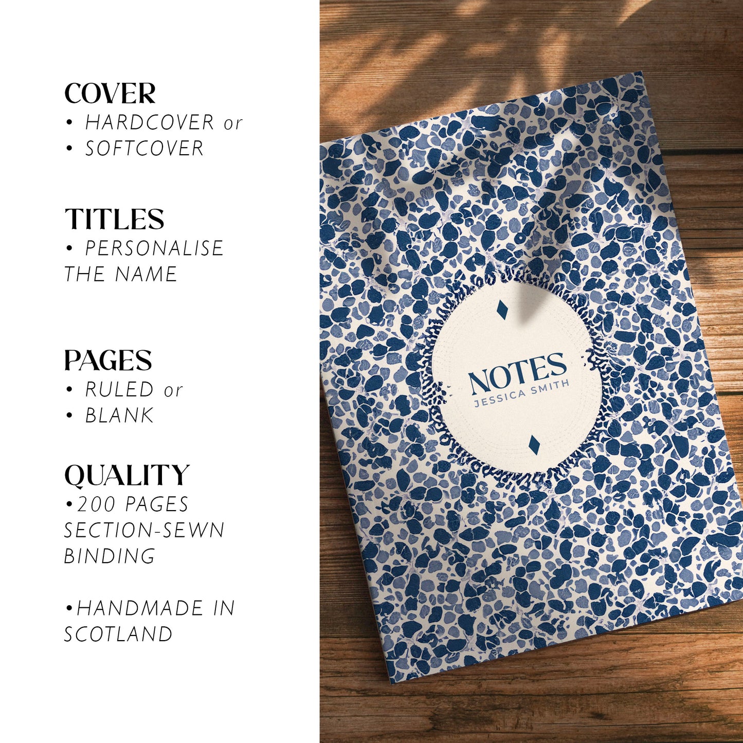 Pebbles Luxury Personalised Notebook/Diary/Journal
