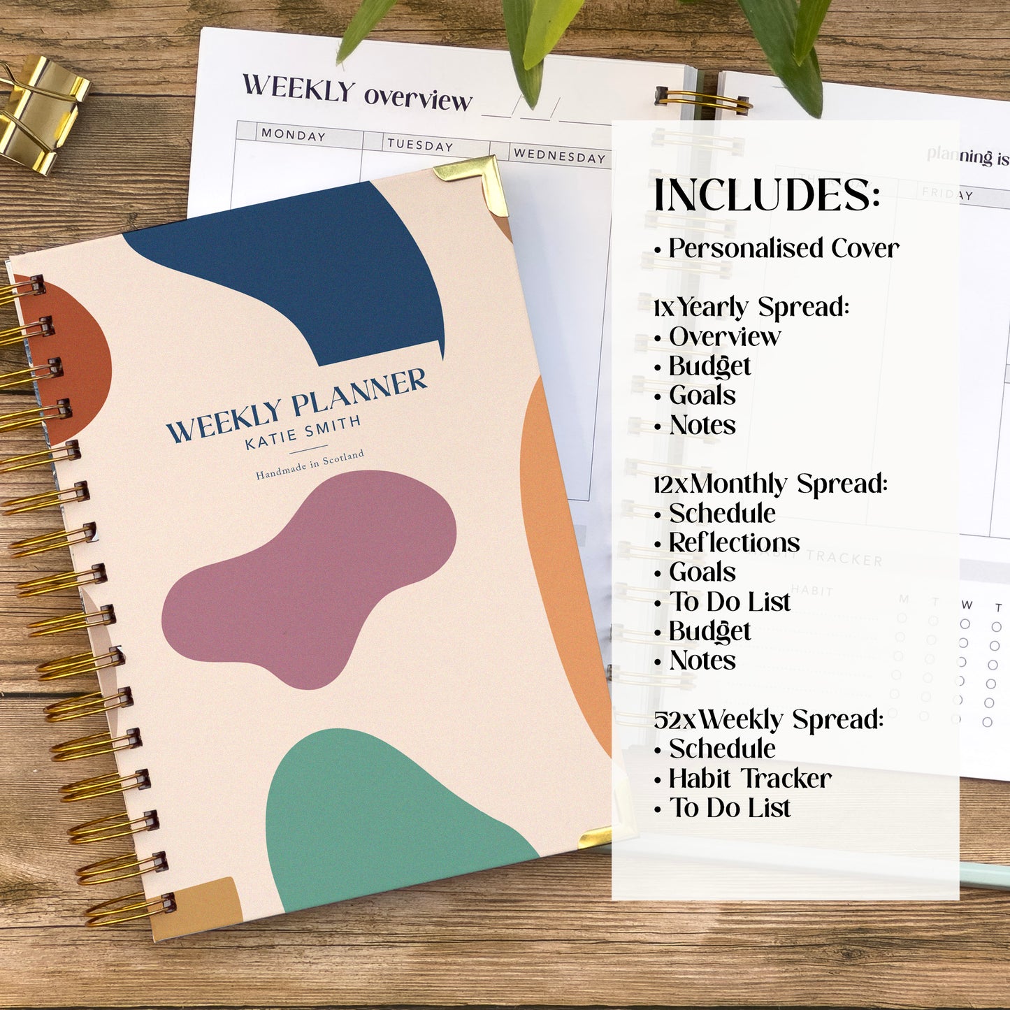 Undated Weekly Planner Diary - Personalised Life organiser