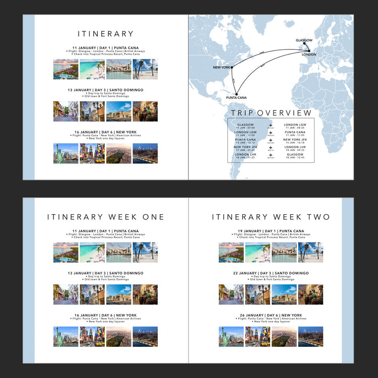 Itinerary Page Templates for Photo Books