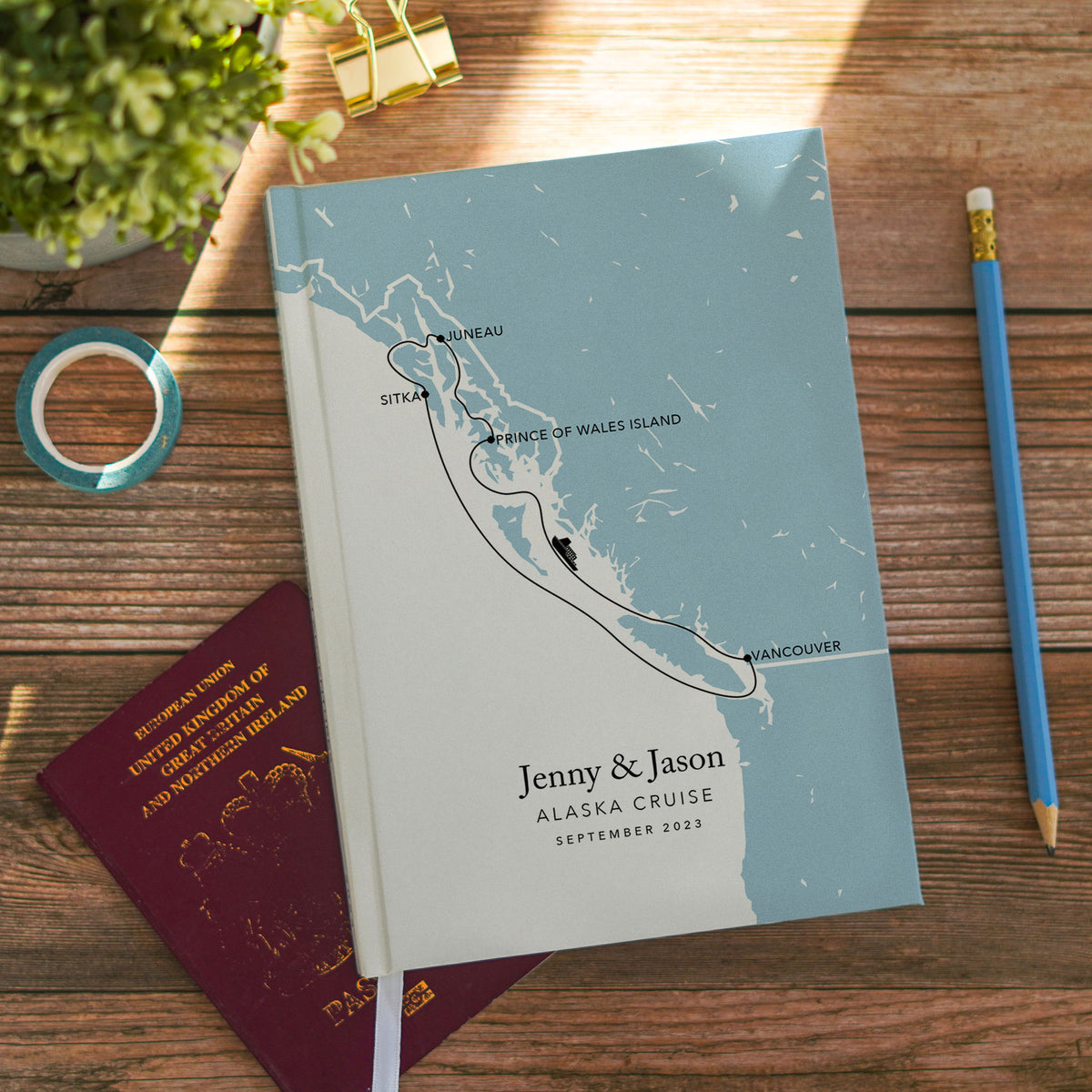 Alaska Cruise Personalised Travel Journal | Travel Map Diary, Planner & Bucket List Book