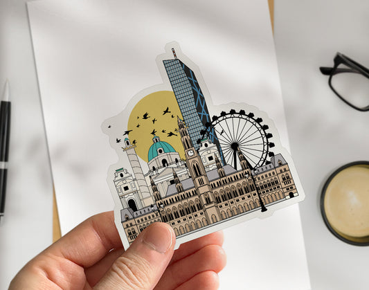 Vienna, Austria - Die Cut Travel Sticker