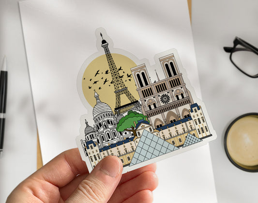 Paris, France - Die Cut Travel Sticker