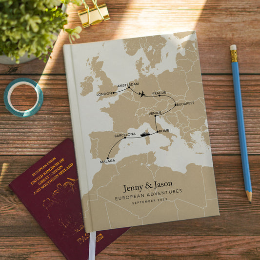 Custom Map Europe Personalised Travel Journal