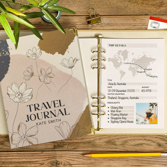 Personalised Travel Journal Binder | Floral