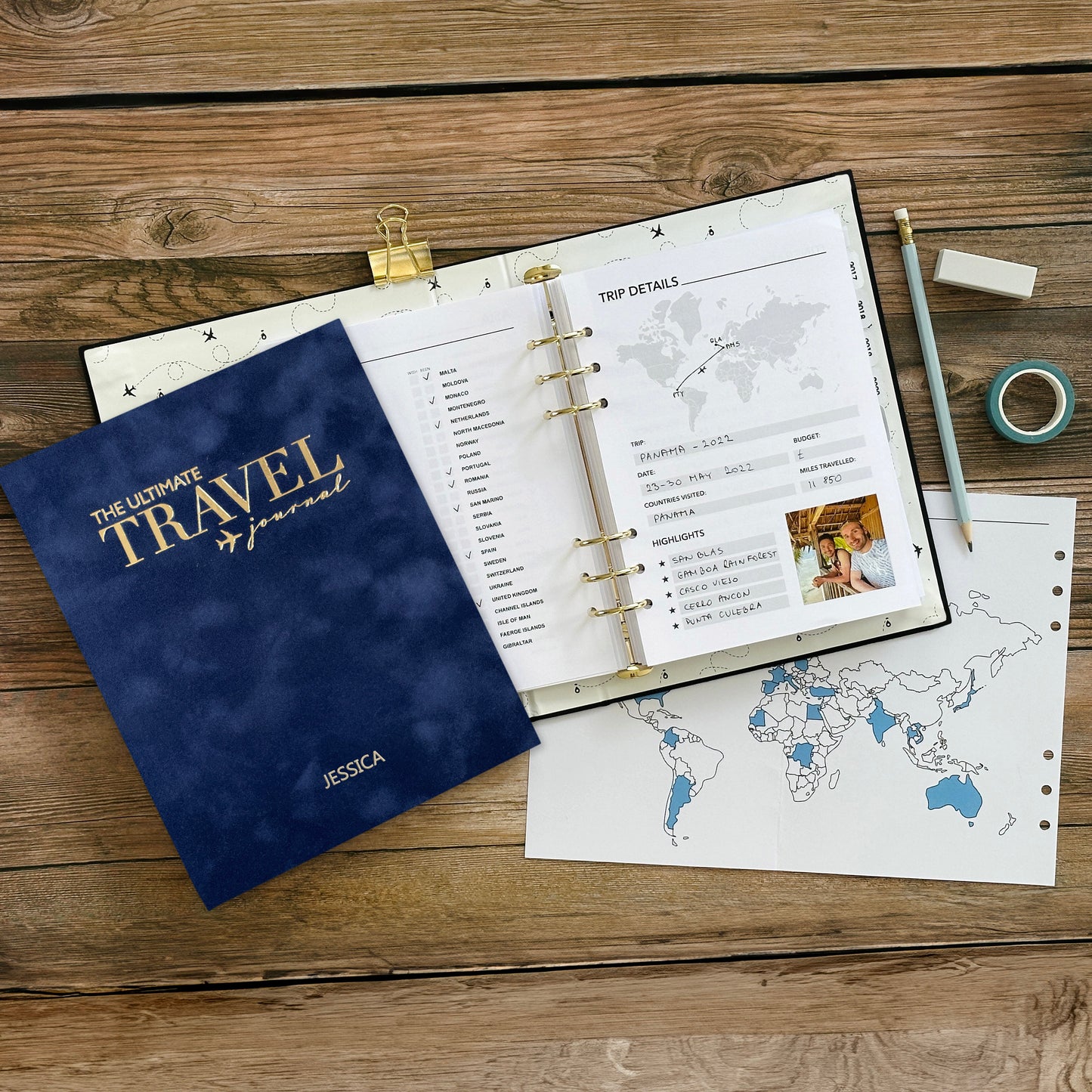 Ultimate Travel Journal Binder (Velvet) - Travel Planner & Bucket List